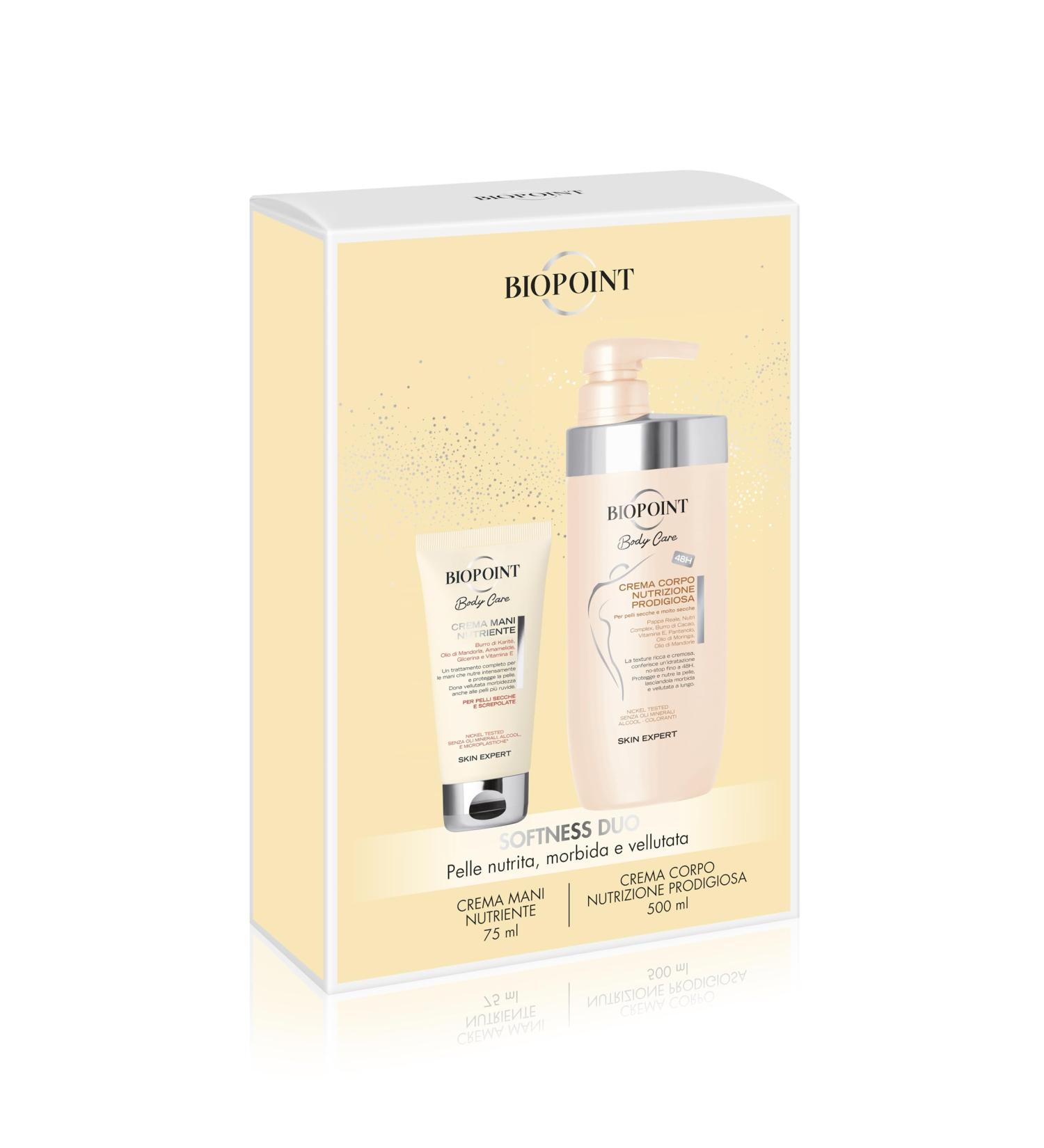  BIOPOINT Biopoint - Gift set of body cream for prodigious nutrition 500 ml and nourishing hand cream 75 ml protective action for dry and very dry skin nourished soft and velvety skin - Buy Online on GoSupps.com