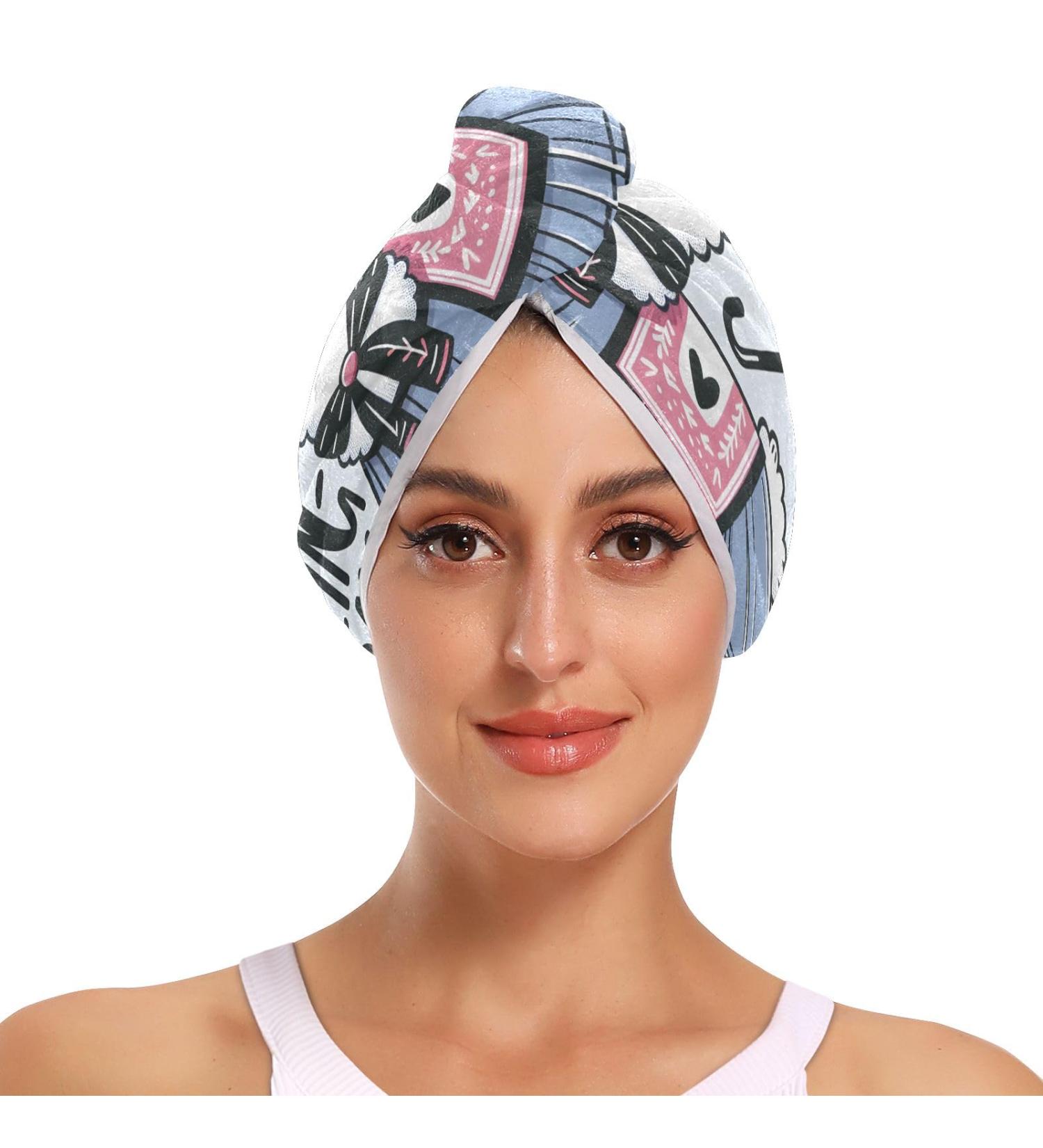 Fashion Cute Llama Hair Towel 2 Pack | Super Absorbent Quick Dry Turbans for Women & Girls - Buy Online on GoSupps.com