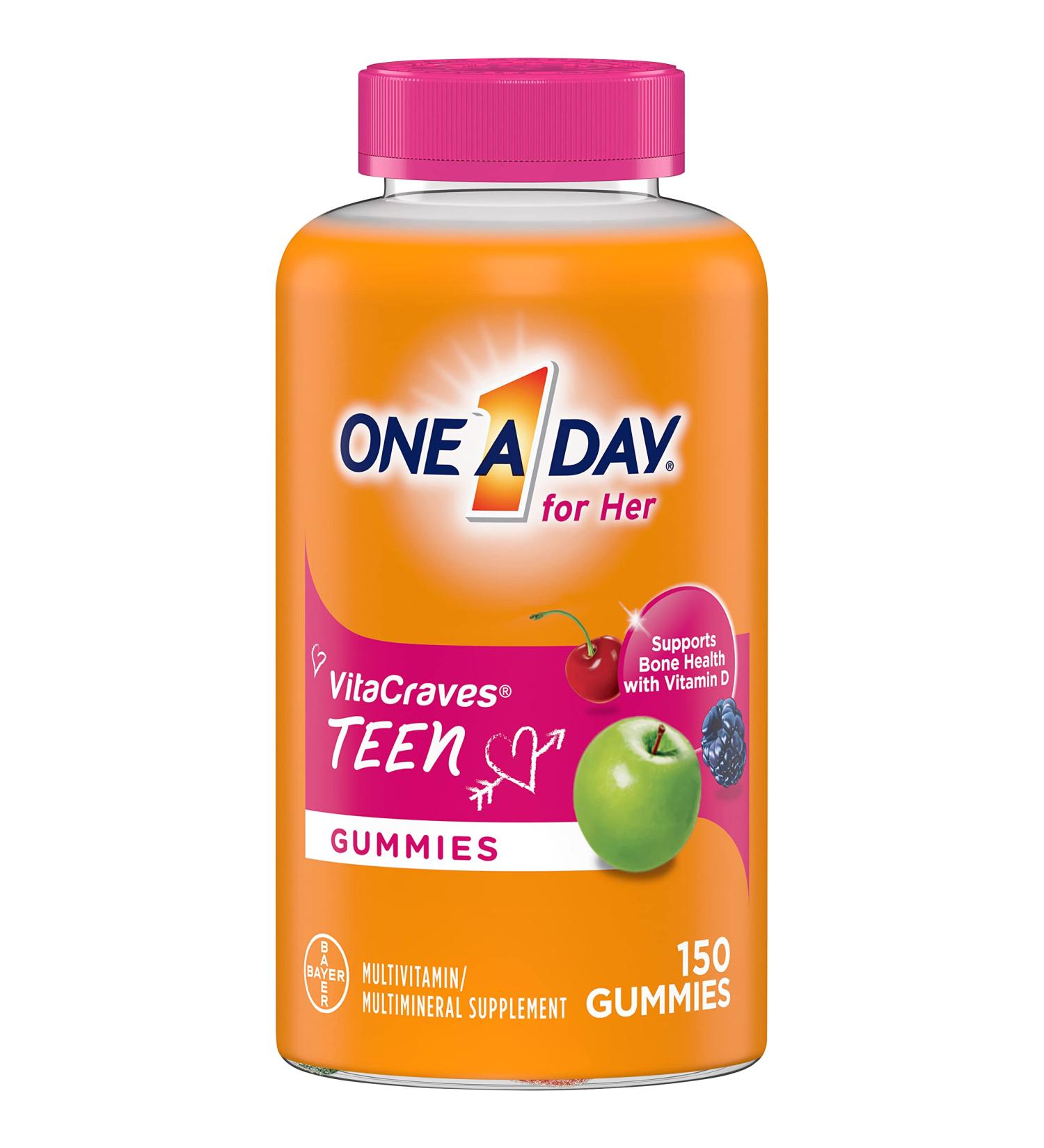 One A Day Teen for Her Multivitamin Gummies - 150 Count | With Vitamin A, C, D, E, Zinc for Immune Health & Physical Energy - Buy Online on GoSupps.com
