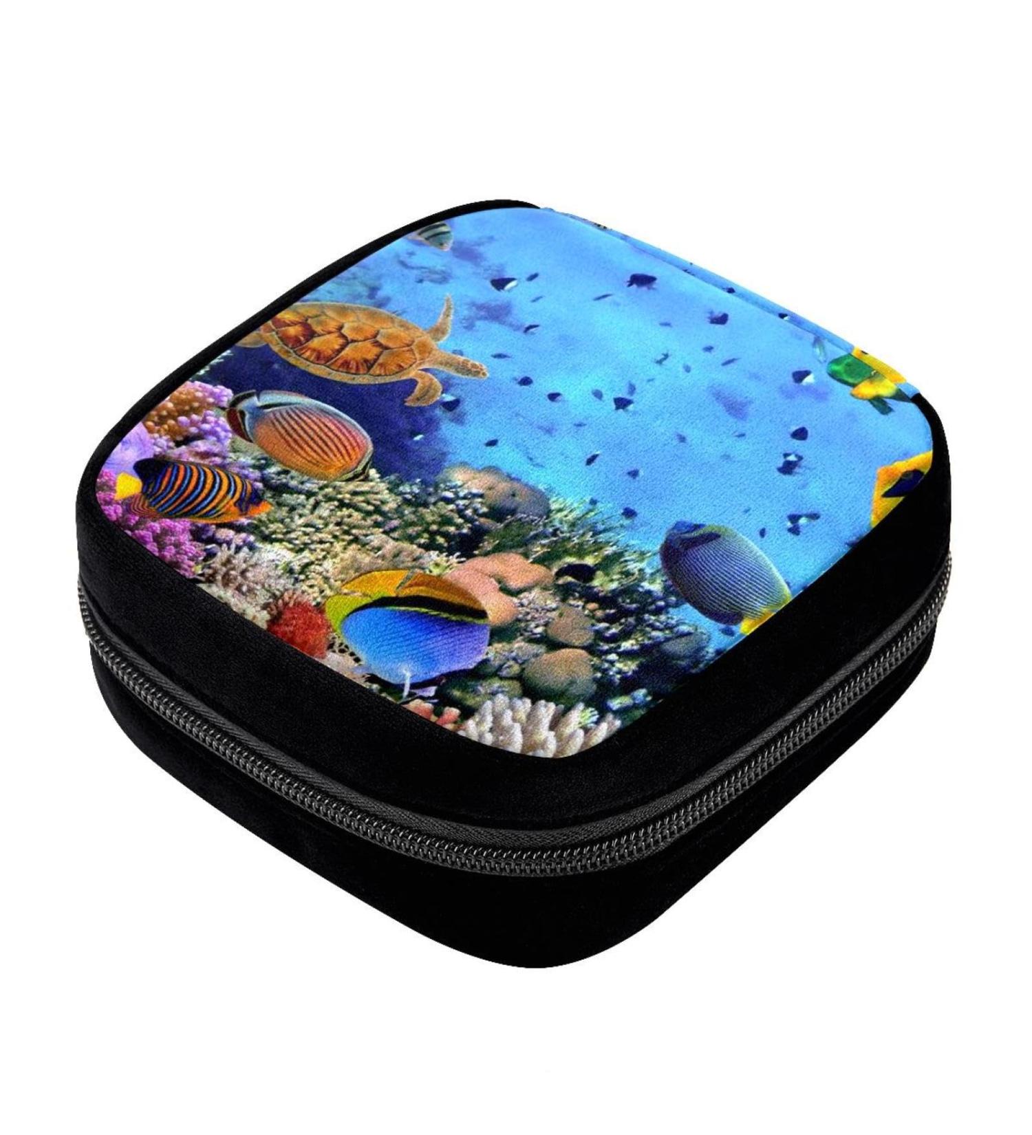 GIAPB Period Bag - Sanitary Napkin Storage & Makeup Pouch for Period - Underwater Fish Design - Buy Online on GoSupps.com