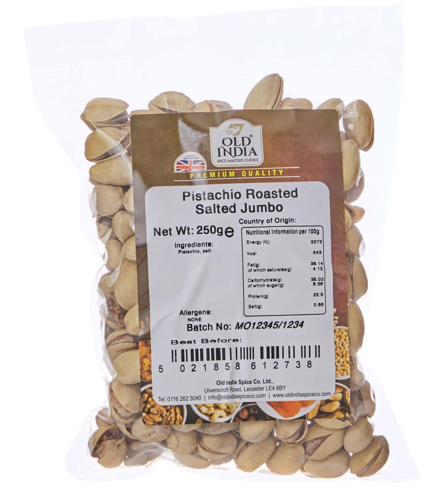 Old India Pistachio Roasted Salted Jumbo 250g Roasted Salted 250g - Buy Online on GoSupps.com