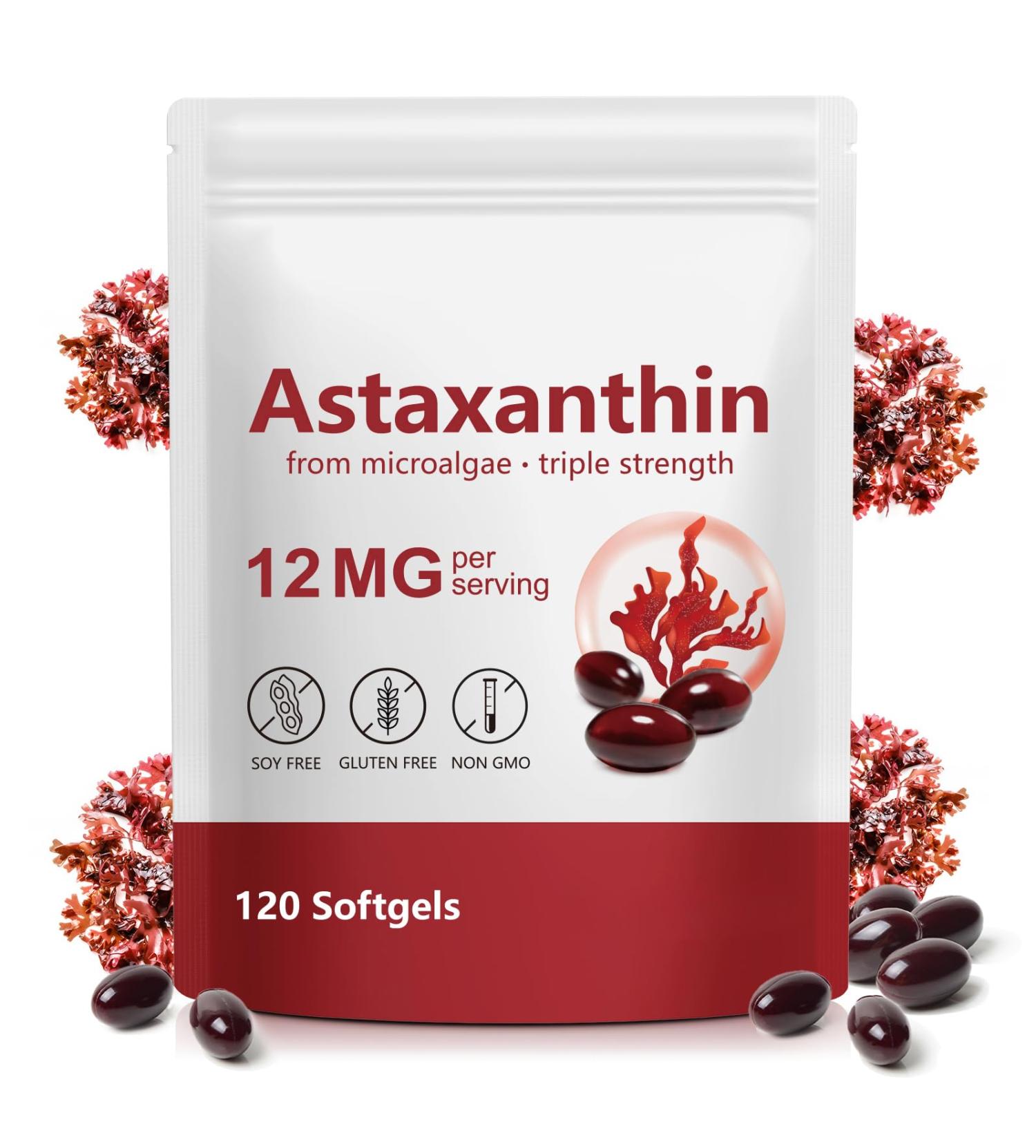 LEISGOTO Astaxanthin 12mg Premium Astaxanthin 120 Softgels Naturally extracted from Haematococcus pluvialis | 4 Month Supply - Buy Online on GoSupps.com