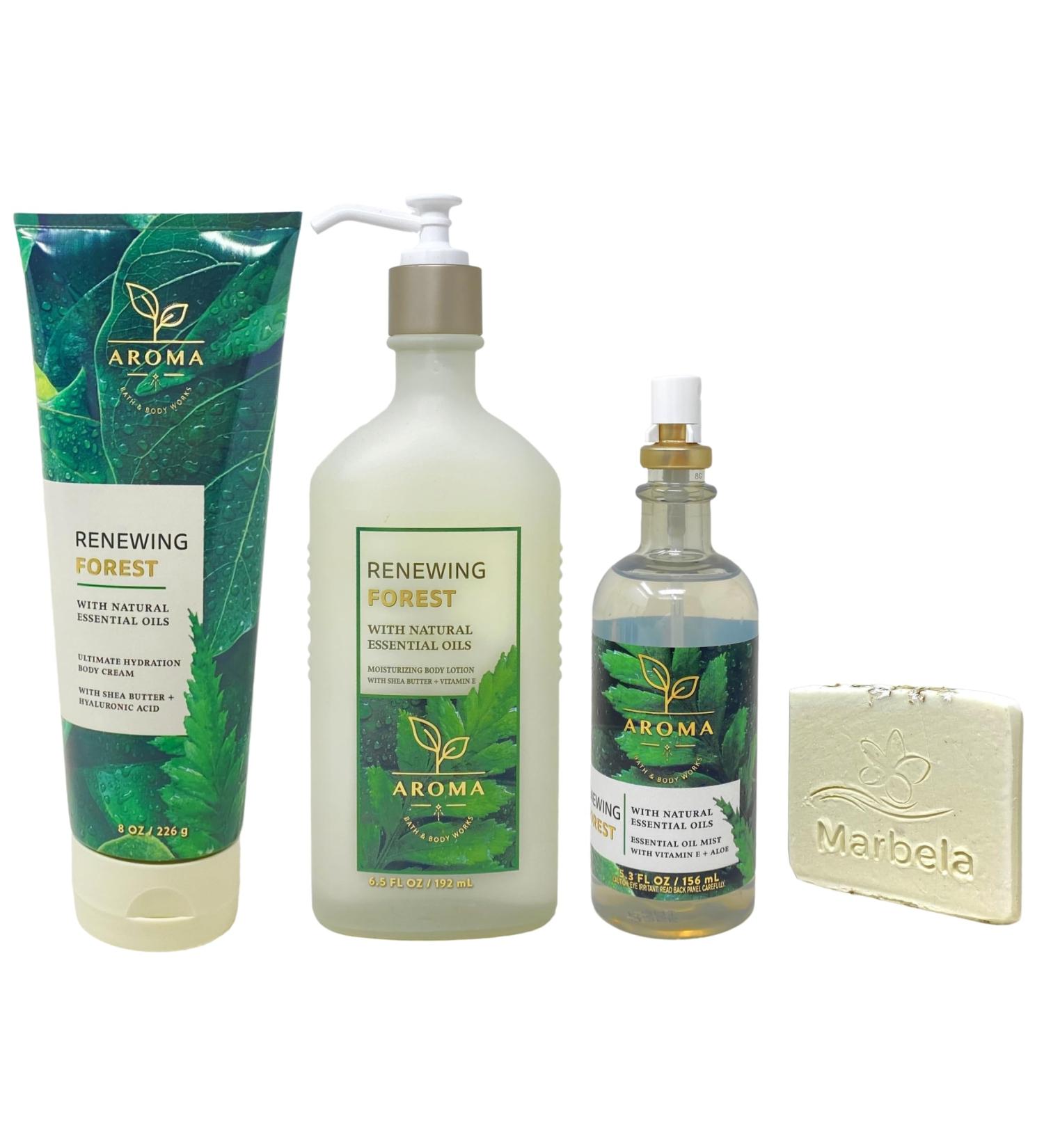 Bath & Body Works Aroma Renewing Forest Ultimate Hydration Body Cream Body Lotion and Essential Oil Mist with a Natural Oats Sample Soap - Buy Online on GoSupps.com