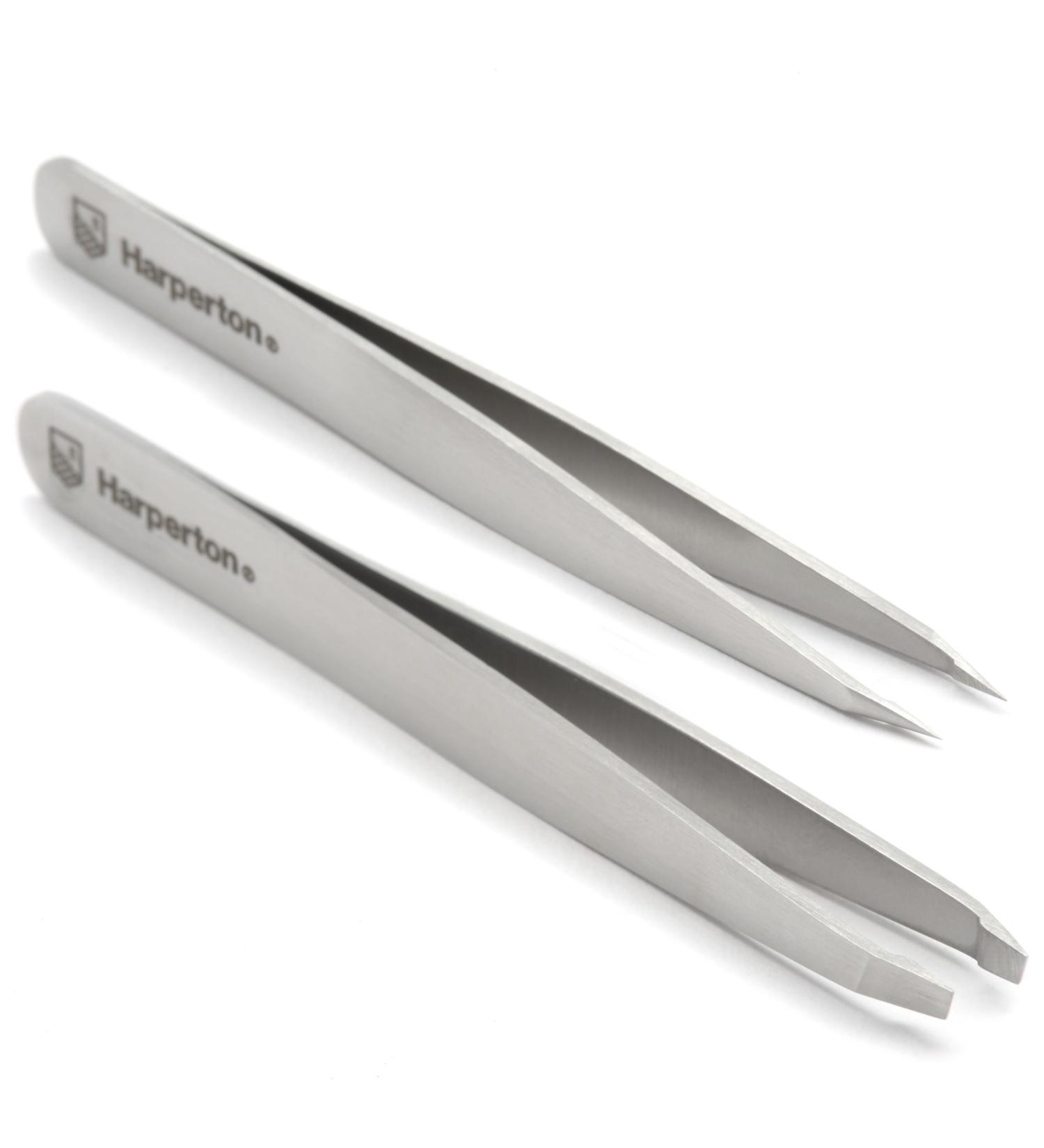 Harperton Pluckit Professional Tweezers Set - Slant + Pointed Precision Tips - Buy Online on GoSupps.com