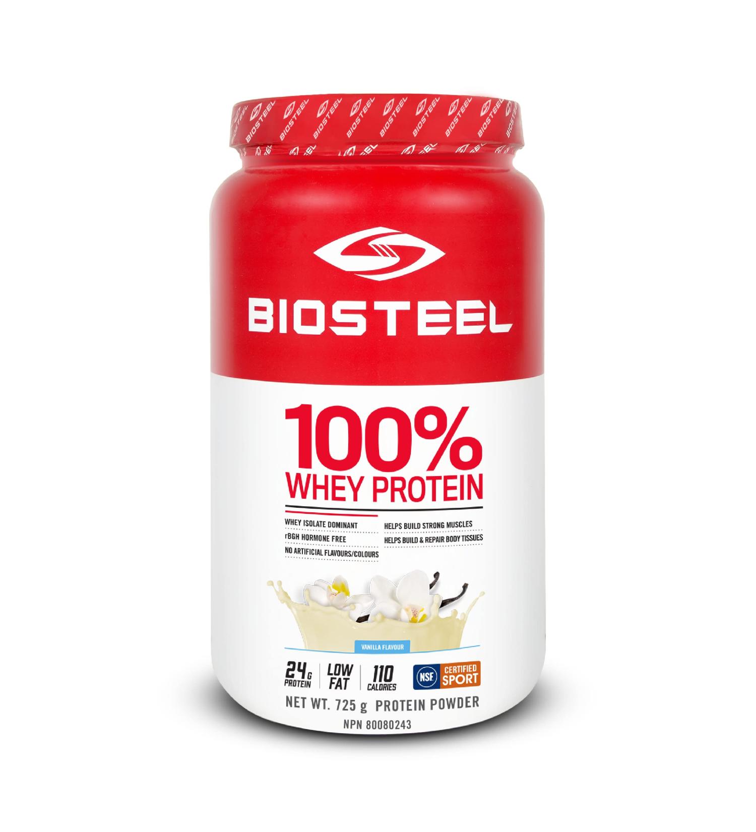BIOSTEEL Sports Vanilla 100% Whey Protein Powder Supplement rBGH Hormone Free & Non-GMO Post Workout Formula 25 Servings 25.5 Ounces Trusted by Pro Athletes NSF for Sport - Buy Online on GoSupps.com