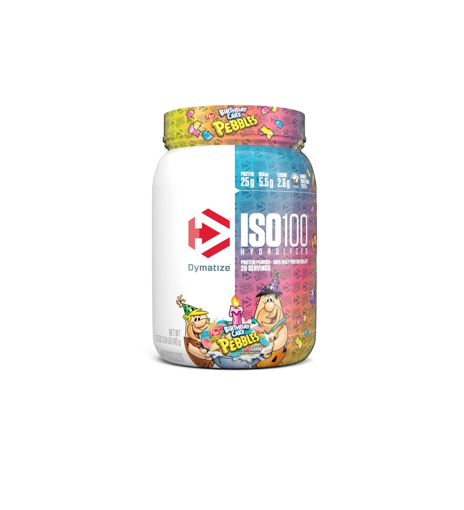 Dymatize ISO 100 Birthday Cake Whey Protein Powder - 25g Hydrolyzed Whey Isolate - Gluten Free - Fast Digesting - 20 Servings - Buy Online on GoSupps.com