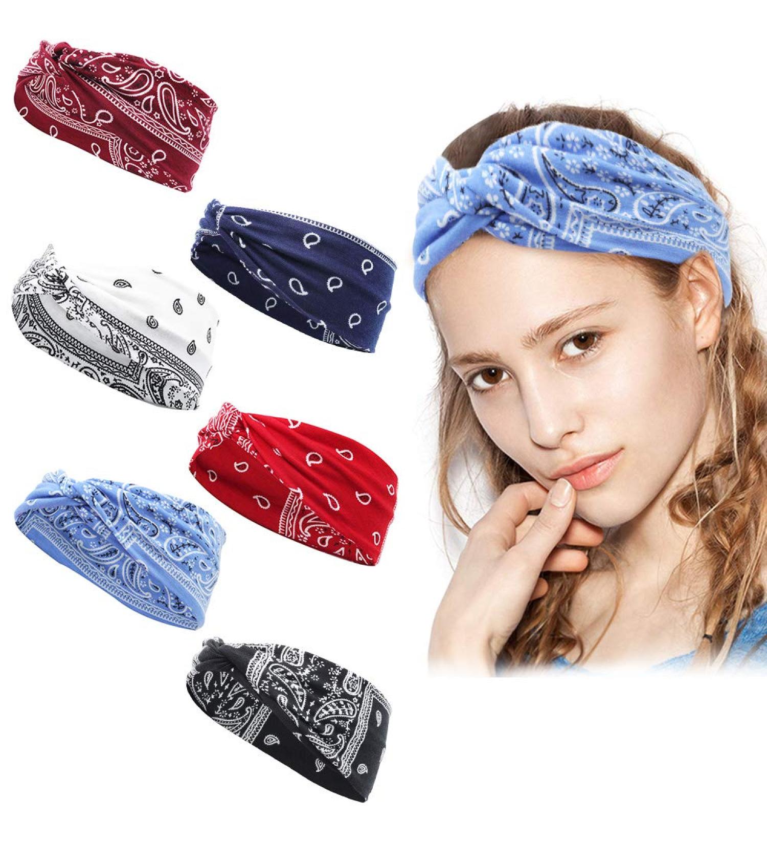 Buy 6 Pieces Paisley Headbands for Women - Elastic Cotton Wide Hair Bands & Yoga Turbans for Sports Running & Yoga - Buy Online on GoSupps.com