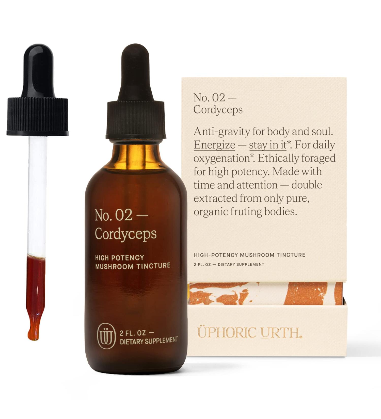 UPHORIC URTH Cordyceps Mushroom Extract - Double Extracted Fruitbody Tincture for Stamina & Respiratory Health (60 Servings) - Buy Online on GoSupps.com