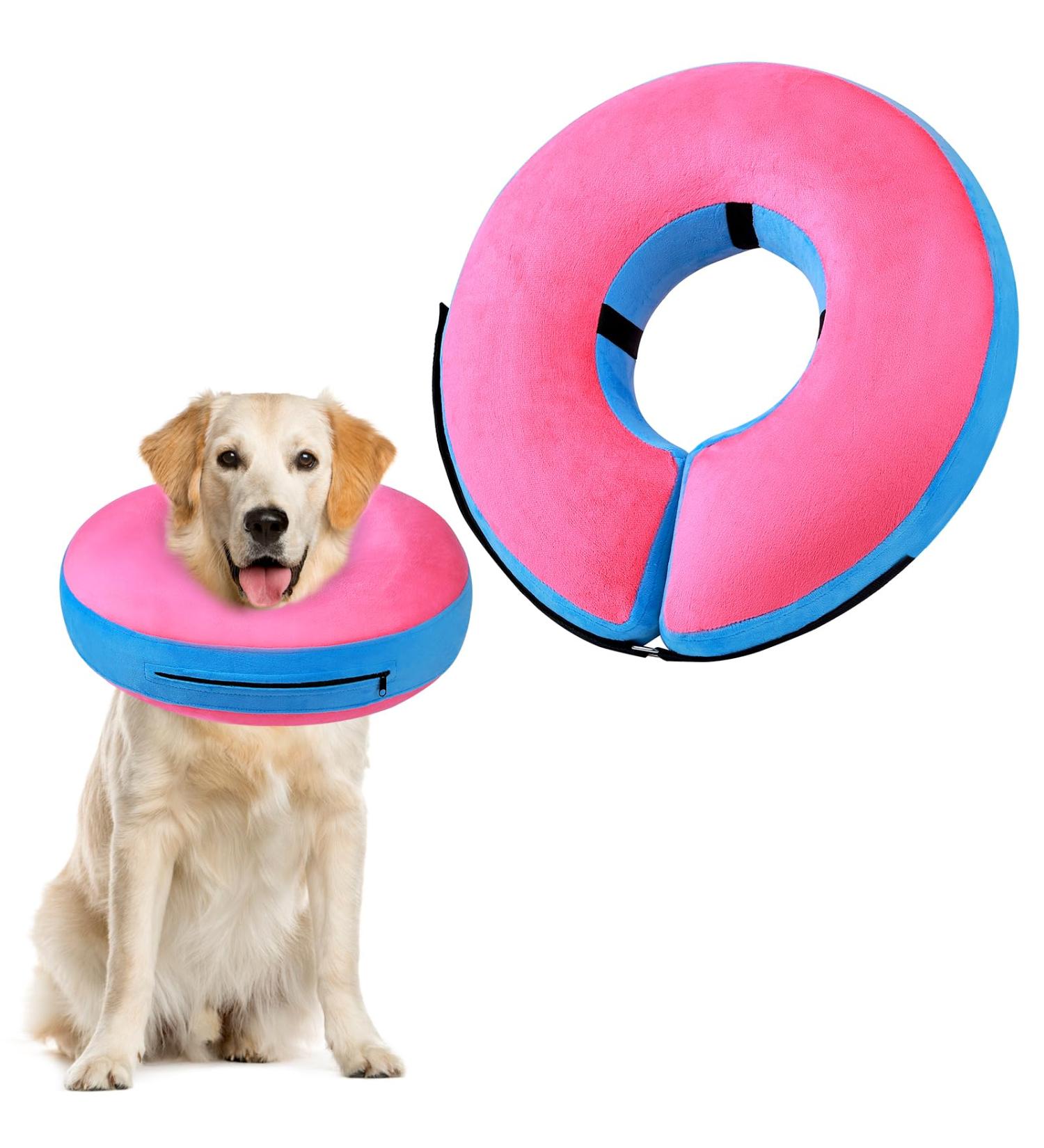 FWLWTWSS Inflatable Dog Collar - Adjustable Velcro Leak Protection for Post-Op Recovery - Pink XL (Neck: 45.7cm-63.5cm) - Buy Online on GoSupps.com