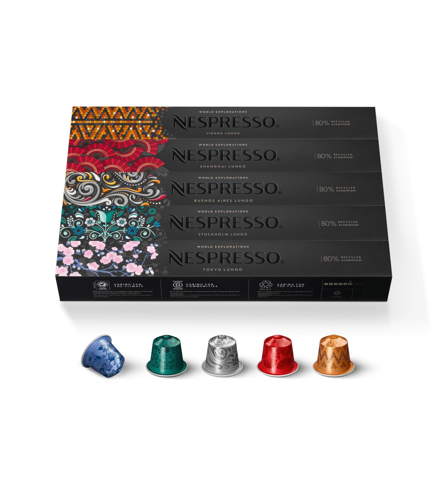 Nespresso Original - Bundle 50 Capsules de Caf - Lungo Explorations Torr faction Mixte - 10x Tokyo - 10x Stockholm - 10x Buenos Aires - 10x Vienna - 10x Shanghai - Buy Online on GoSupps.com