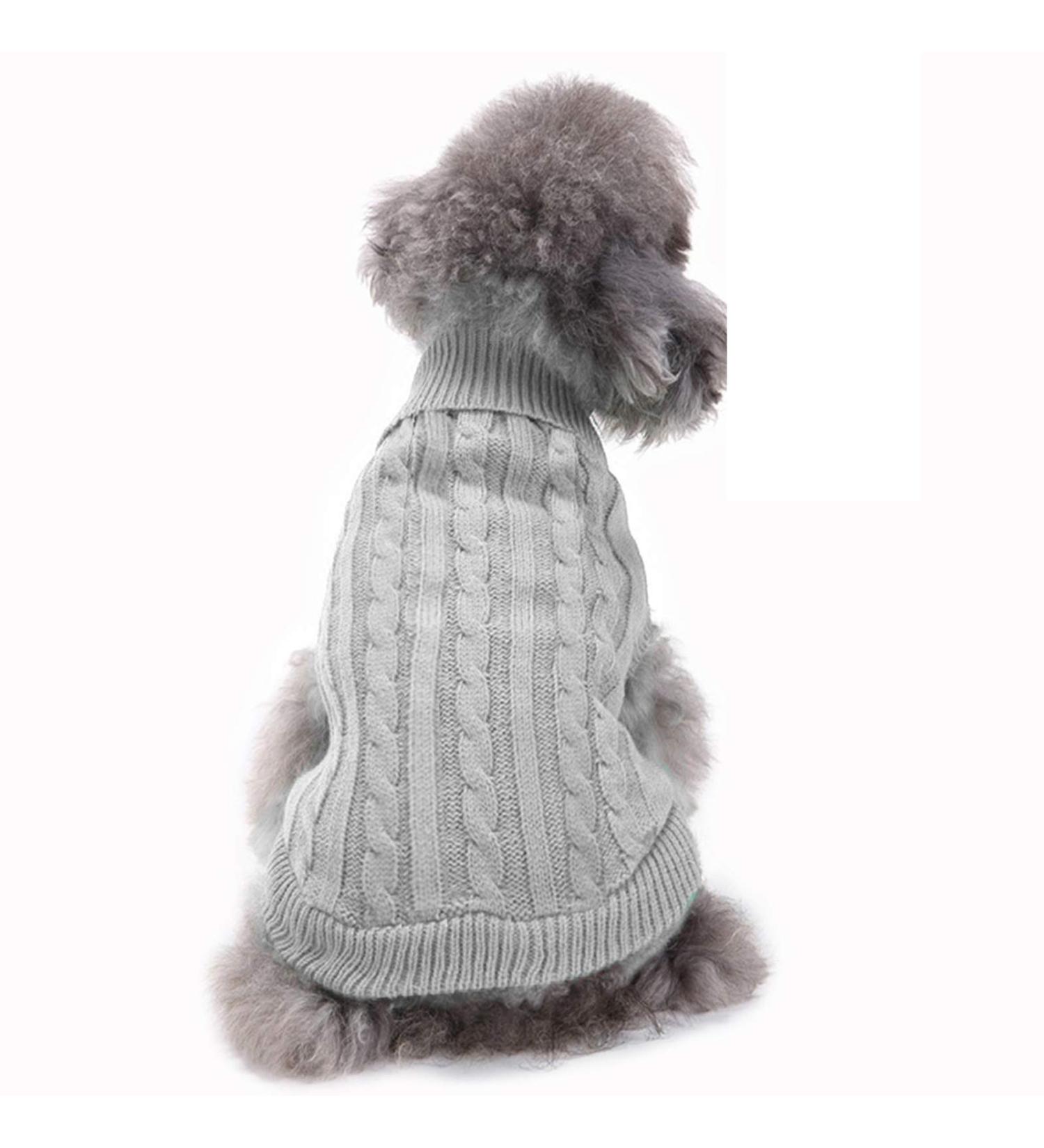 Warm Dog Sweater for Medium Dogs - Cute Knitted Pet Clothes Coat for Girls Boys - Grey - Buy Online on GoSupps.com