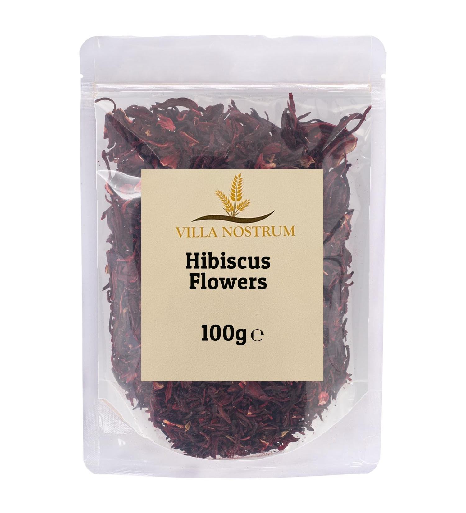 Hibiscus Flowers Whole Petals 100g by Villa Nostrum