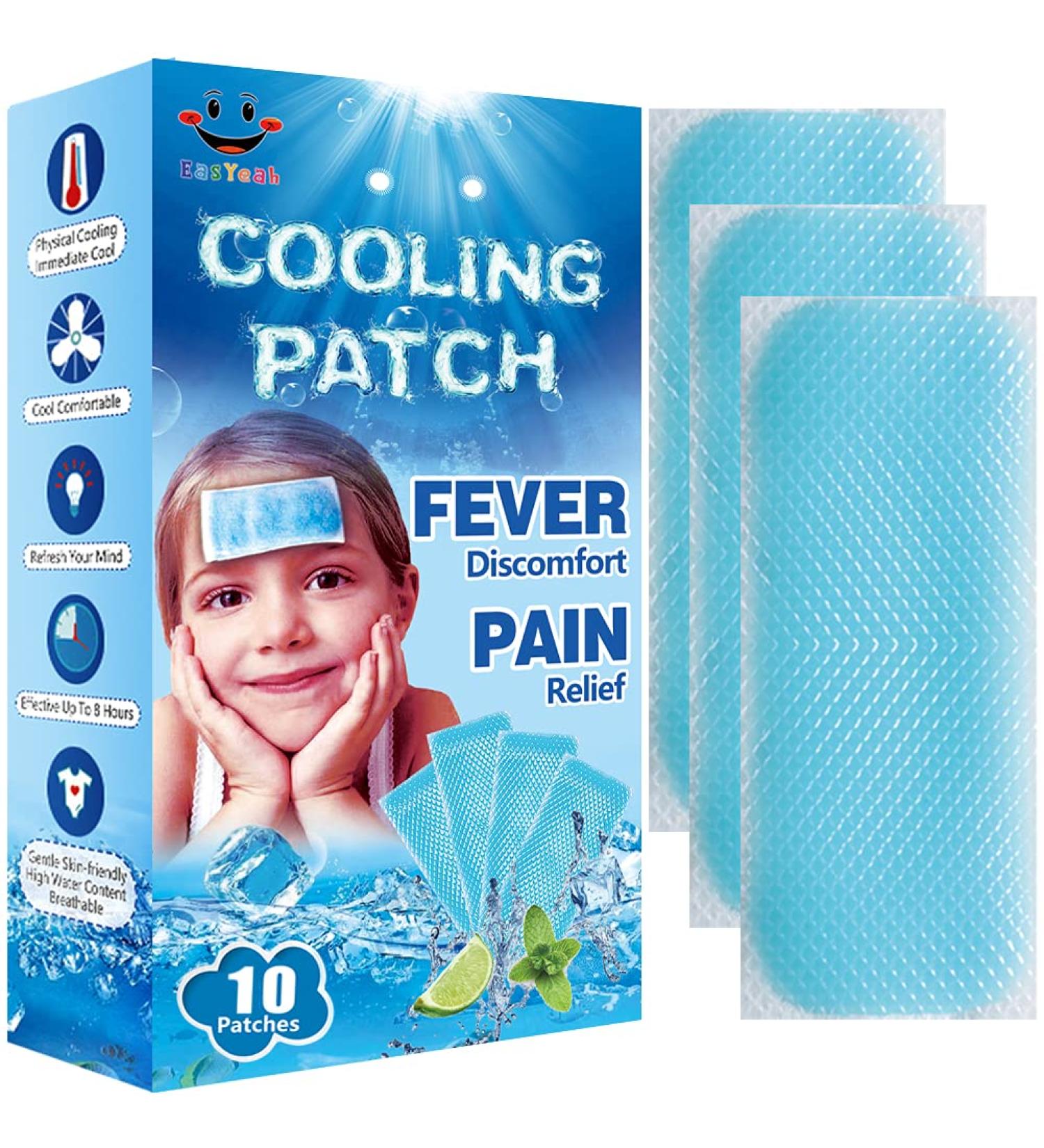 EasYeah Kids Cooling Patches for Fever Relief - 10 Sheets, Soothes Pain & Headaches - Buy Online on GoSupps.com