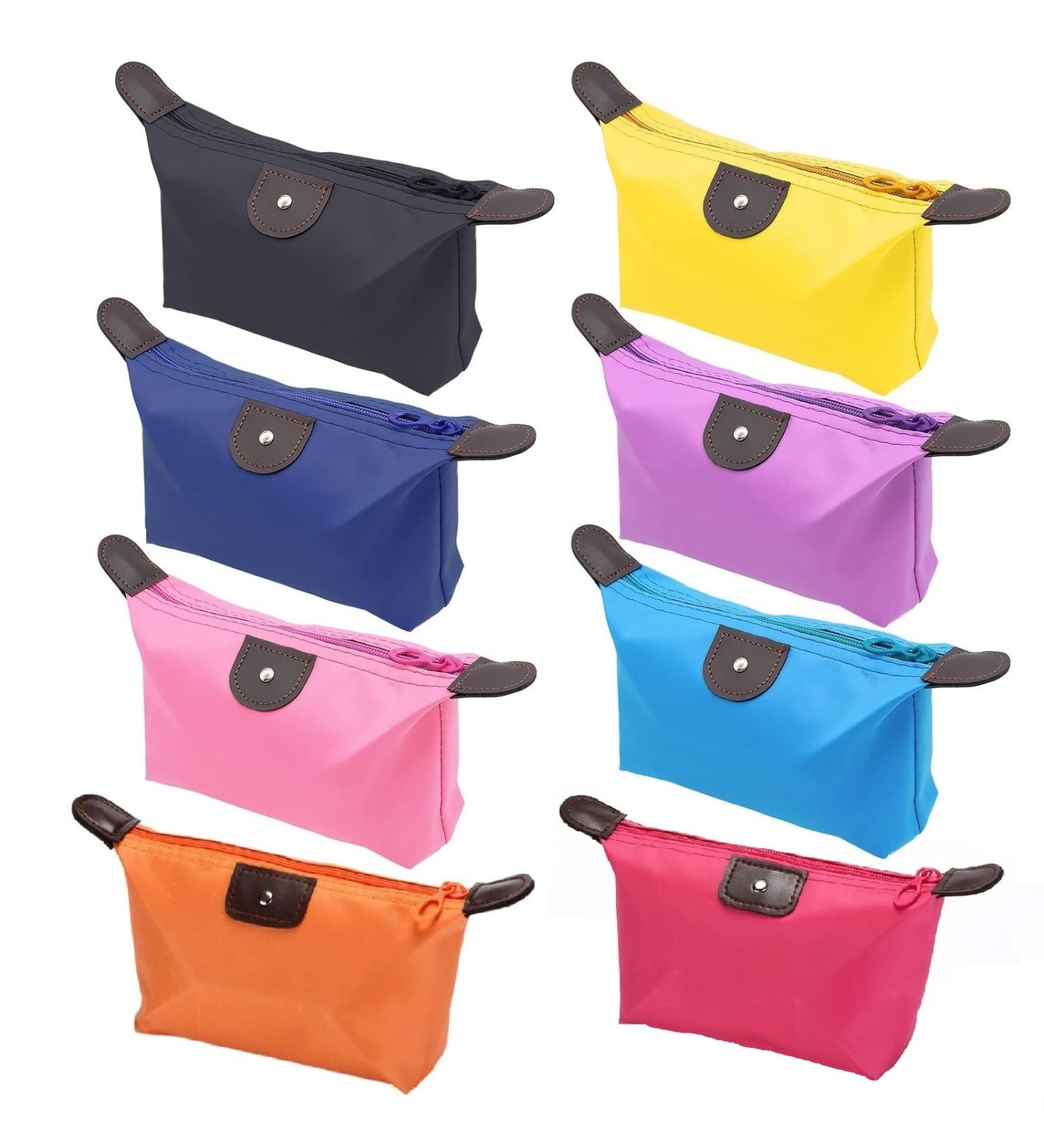 8 Multicolor Dumpling Shaped Nylon Cosmetic Bag - Foldable Travel Bag for Women | Best Shopping Bag - Buy Online on GoSupps.com