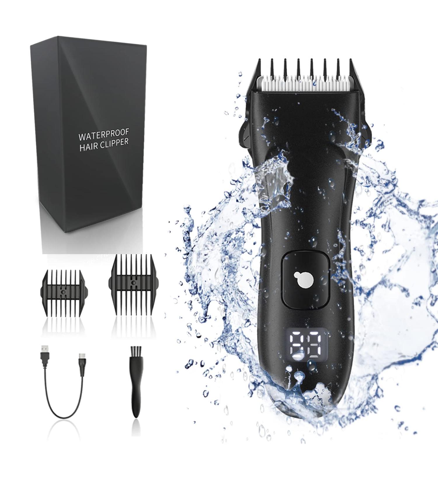 Men's Electric Body Hair Trimmer & Beard Shaver - USB Rechargeable, Waterproof Groomer with LED Display - Buy Online on GoSupps.com