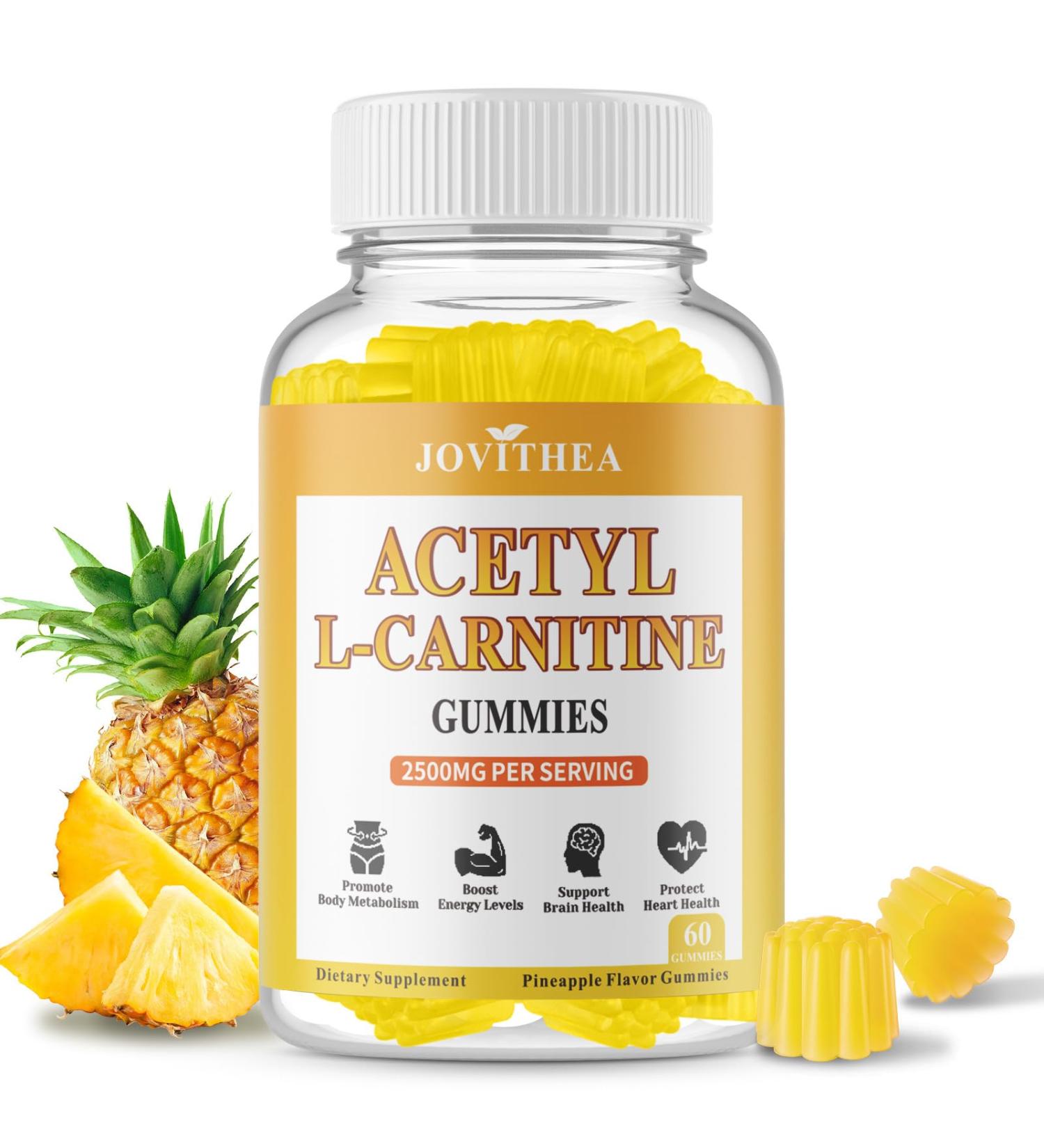 Acetyl L-Carnitine Gummies Sugar Free Premium L-Carnitine Supplement for Women & Men ALCAR Supplement for Energy Muscle Focus & Brain Support Gluten-Free Non-GMO Vegan Pineapple Flavor 60 Ct 60 Count (Pack of 1) - Buy Online on GoSupps.com