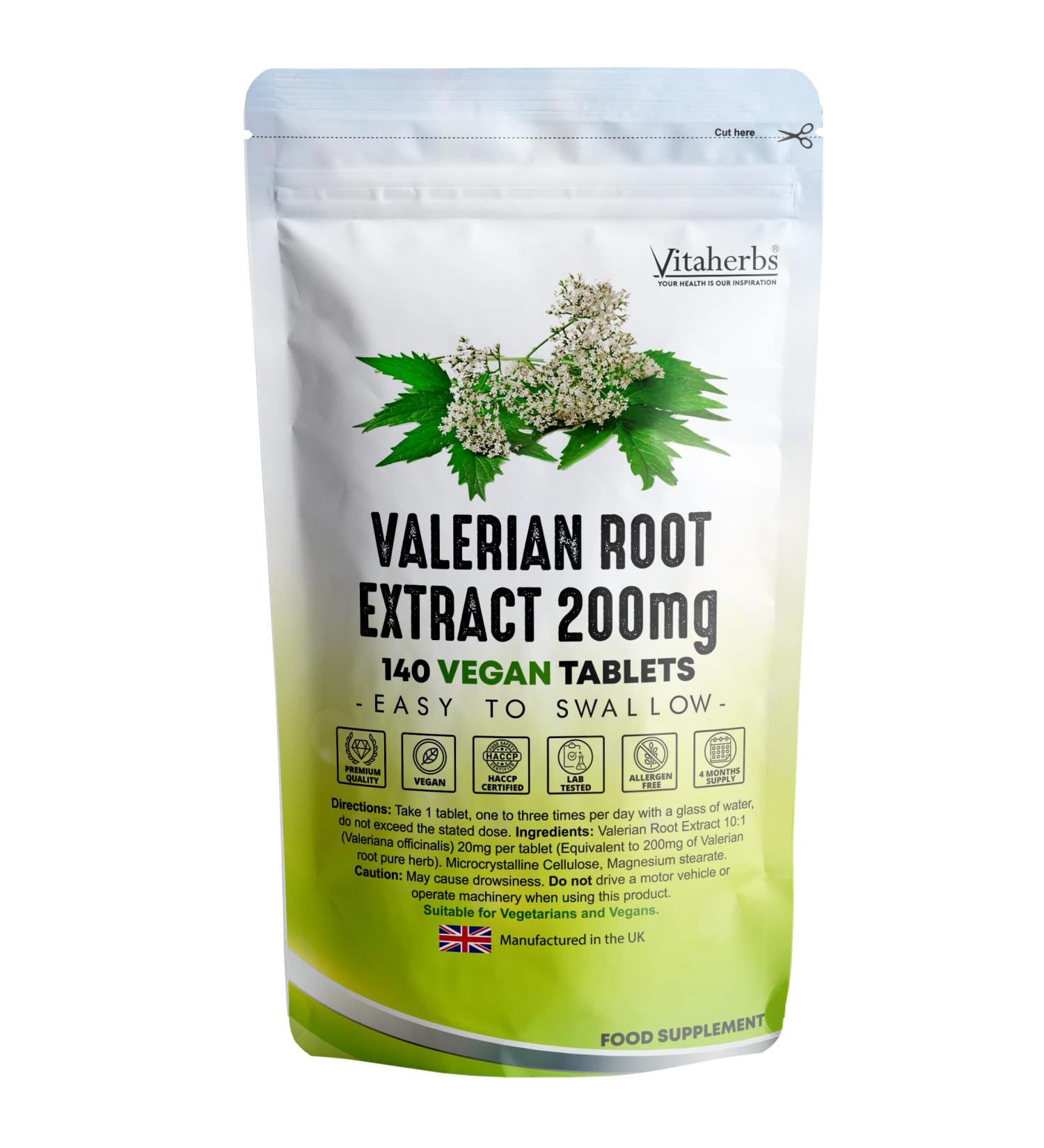 Vitaherbs Valerian Root 200mg - 140 Vegan Tablets | Premium Quality | Made in The UK - Buy Online on GoSupps.com