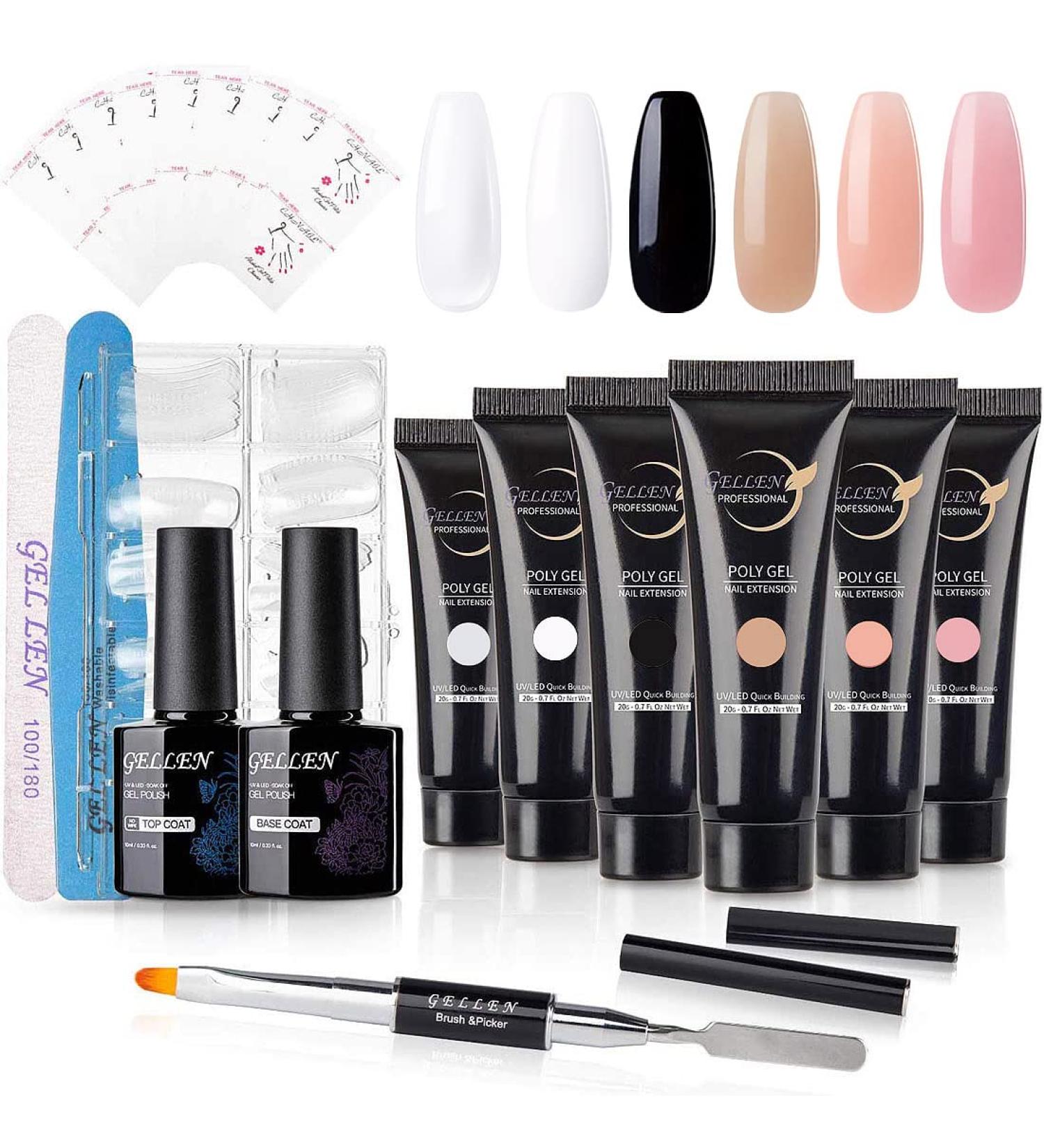 GELLEN Poly Nail Gel Kit - 6 Colors Extension Set for Acrylic Nails | Manicure Tools & Technician Starter Gift for Women - Buy Online on GoSupps.com