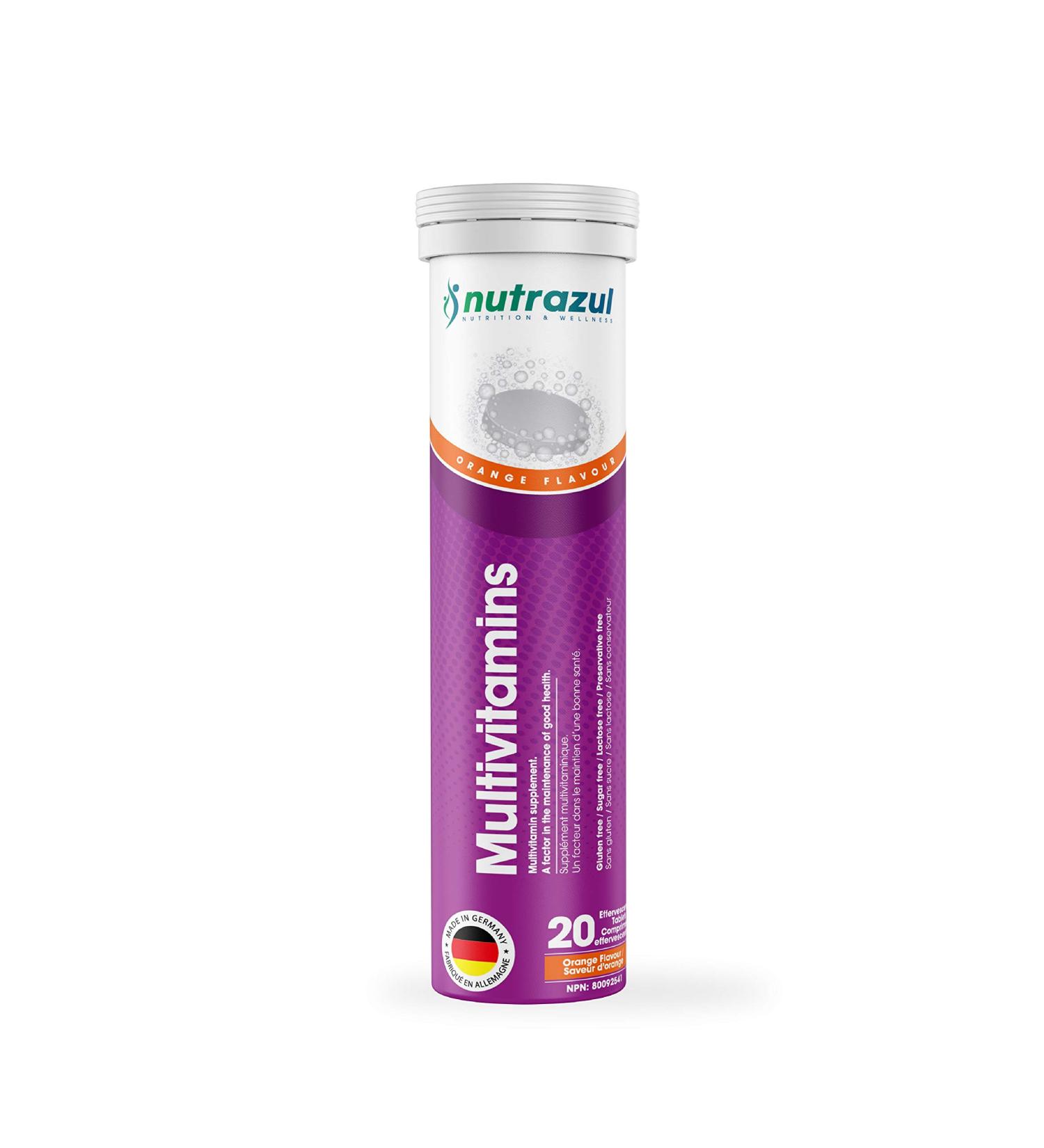 Nutrazul Multivitamin Effervescent Tablets - Orange 20 s | 20 Days Supply | Gluten Free Sugar Free Lactose Free & Preservative Free | Supports Immune Function & Boosts Energy - Buy Online on GoSupps.com