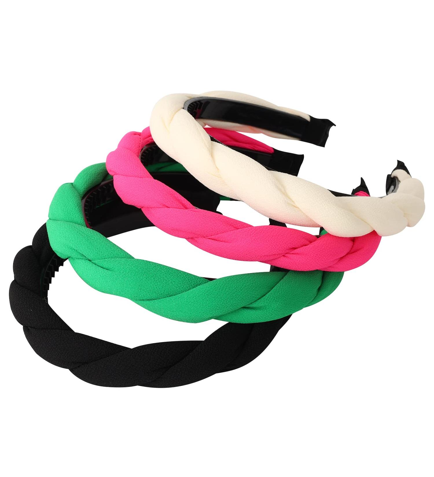 Drnytunk Women's Twists Braided Headbands 4Pcs - Cute Fashion Head Wrap in Solid Colors - Non-Slip Hair Accessories for Daily & Festivals - Buy Online on GoSupps.com