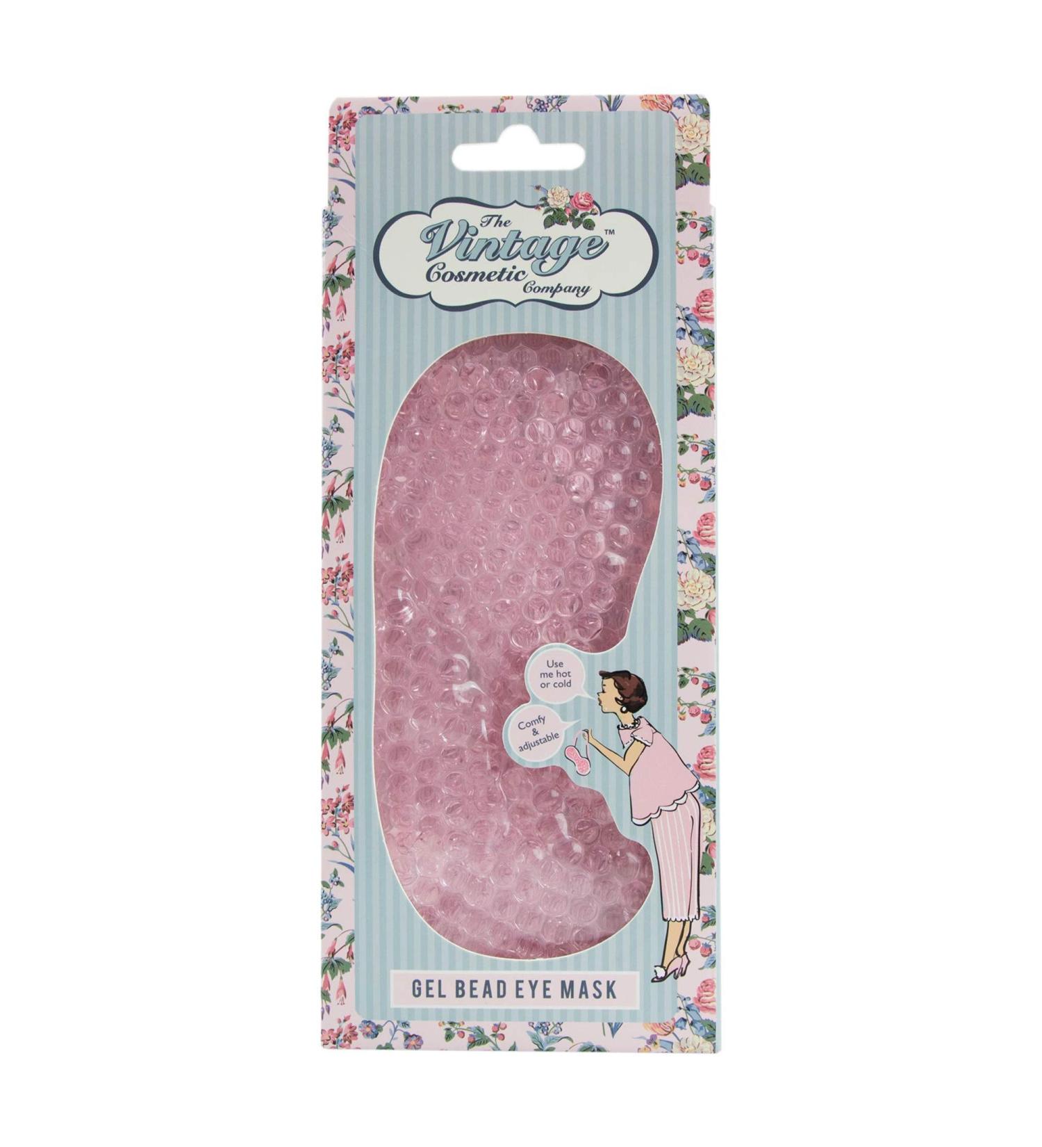 The Vintage Cosmetic Company Gel Bead Eye Mask Super-Soft Plush Adjustable Headband Gentle and Soothing Works Hot Or Cold Pink Design