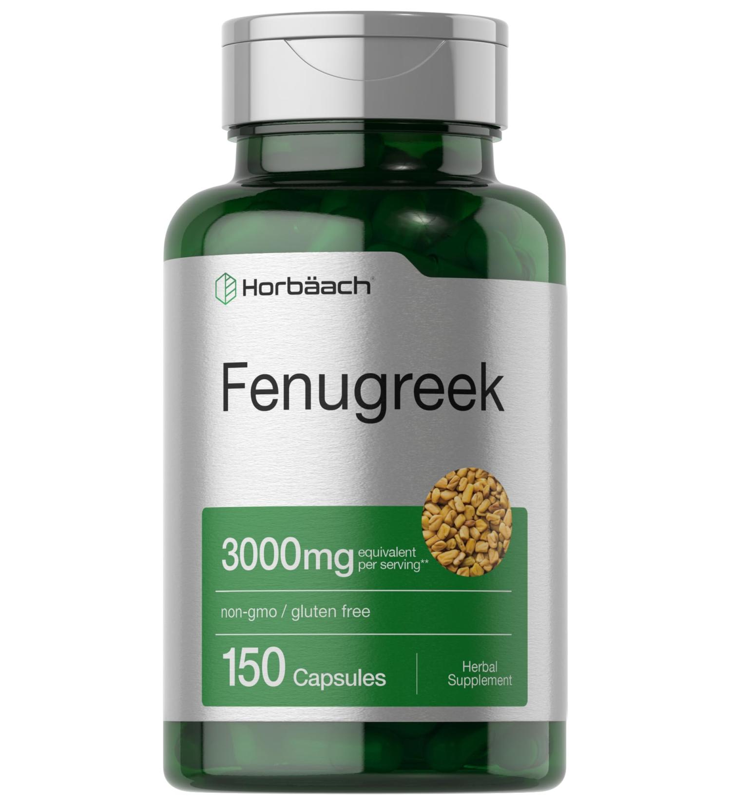 Horb ach Fenugreek Capsules 3000 mg | 150 Count | Non-GMO & Gluten Free Extract | Fenugreek Seeds - Buy Online on GoSupps.com