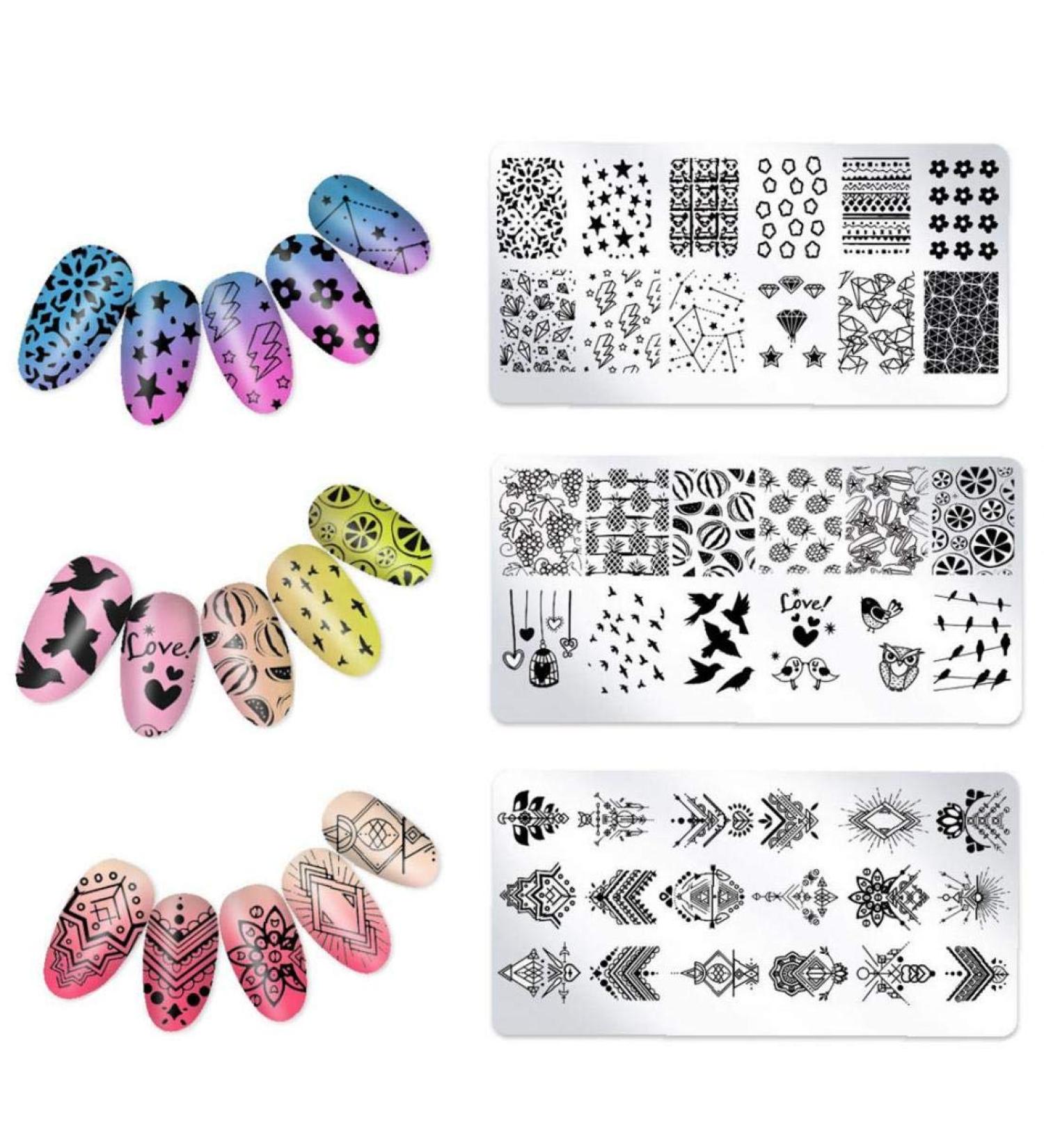 3pcs Nail Art Stamp Templates Kit - Stamper & Scraper for Maleicure | OM-D13 OM-D14 OM-D15 - International Shipping Available - Buy Online on GoSupps.com
