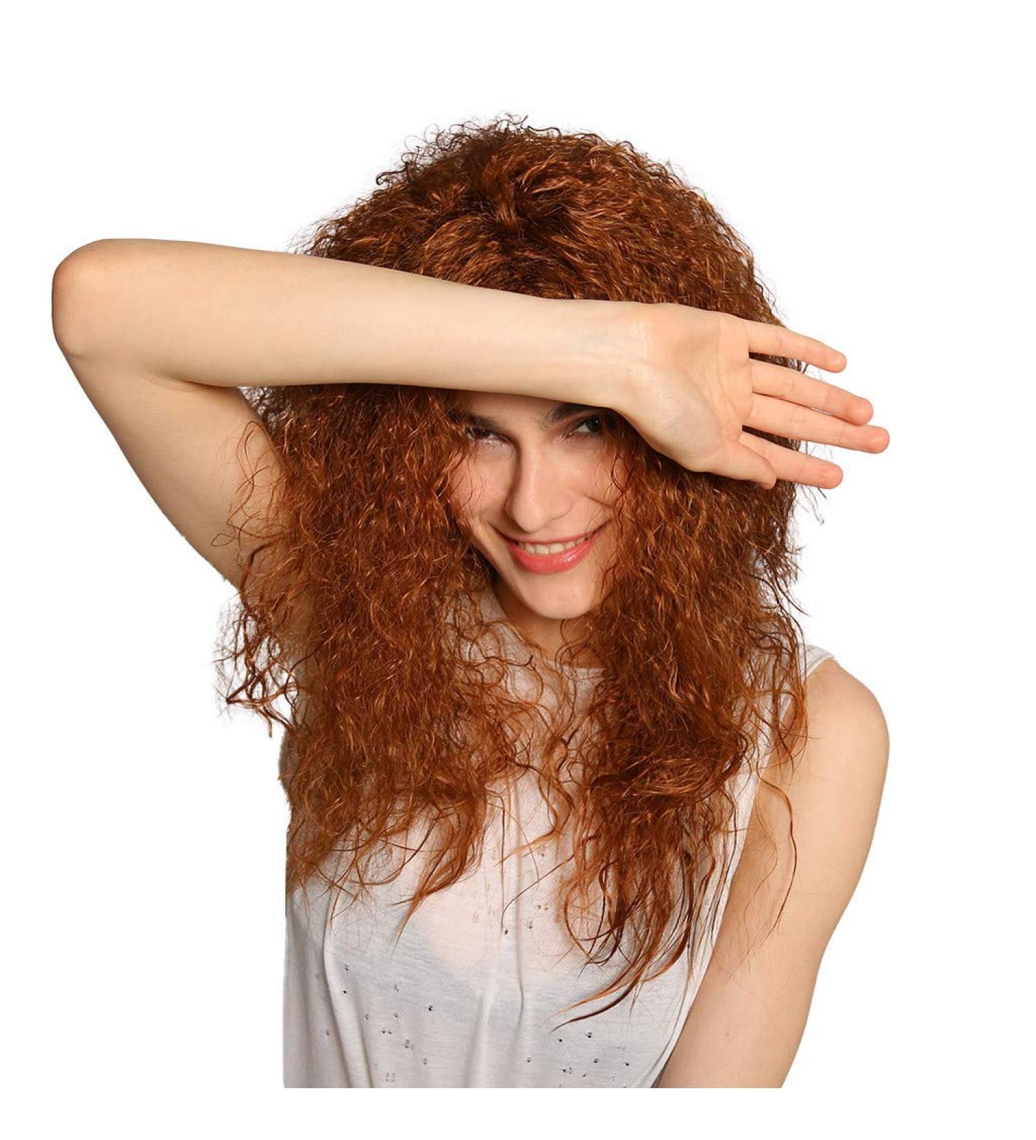 Afro Wig for Women | Wavy Curly Long Synthetic Hair | Perfect for 60s 70s 80s & 50s Cosplay & Parties - Buy Online on GoSupps.com