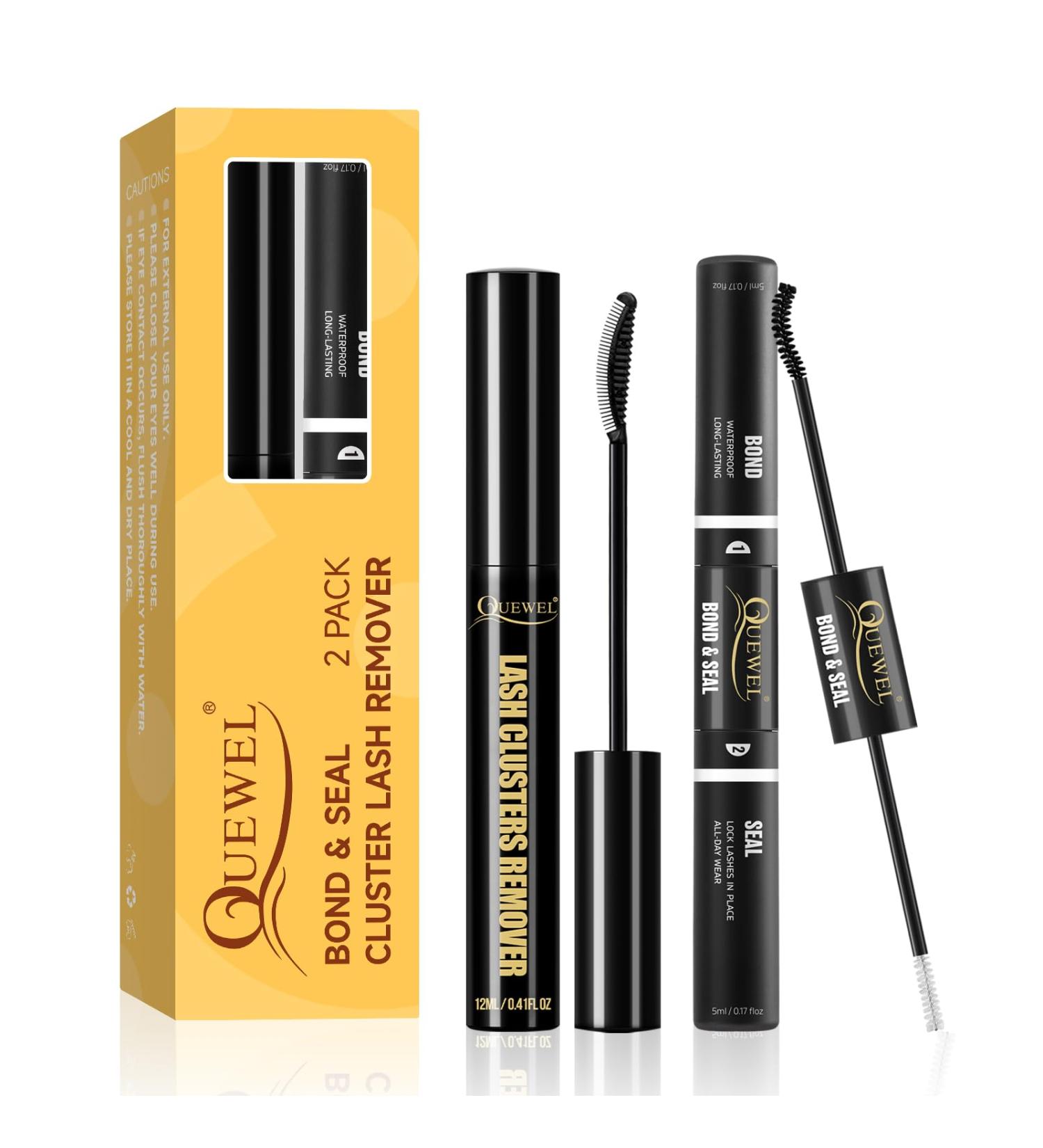 Quewel Eyelash Glue & Remover Kit - Individual & Cluster Eyelash Extensions - DIY Lash Bond Seal - Clear 1 Piece - Buy Online on GoSupps.com