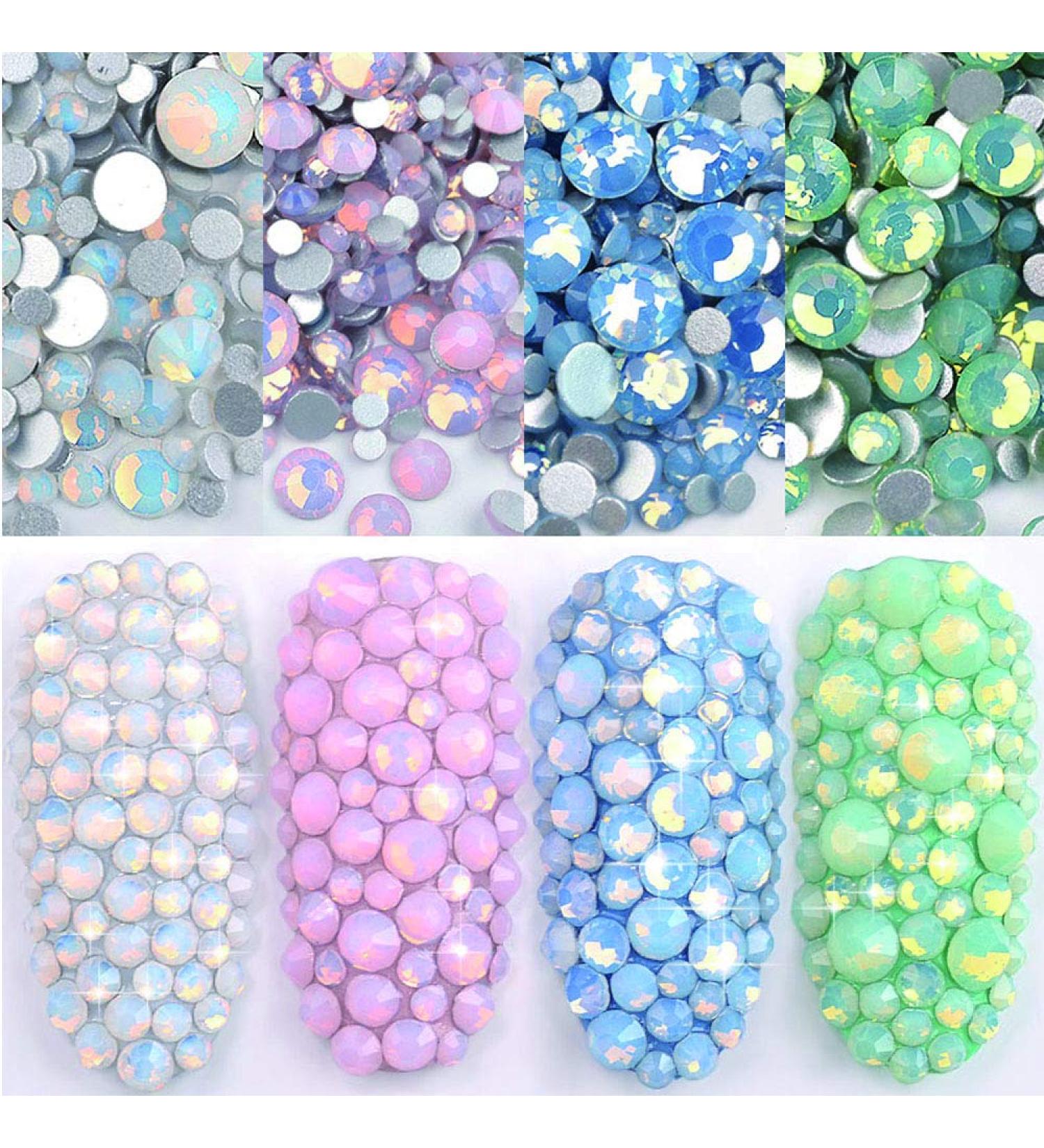 DAODER 4-Pack Sparkly Opal Rhinestones for Nails - 3D Nail Art Kit with Crystal Diamond Charms - Nail Decoration Gems in Pink, White, Blue, Green - DIY Nail Jewels & Crafts - Buy Online on GoSupps.com