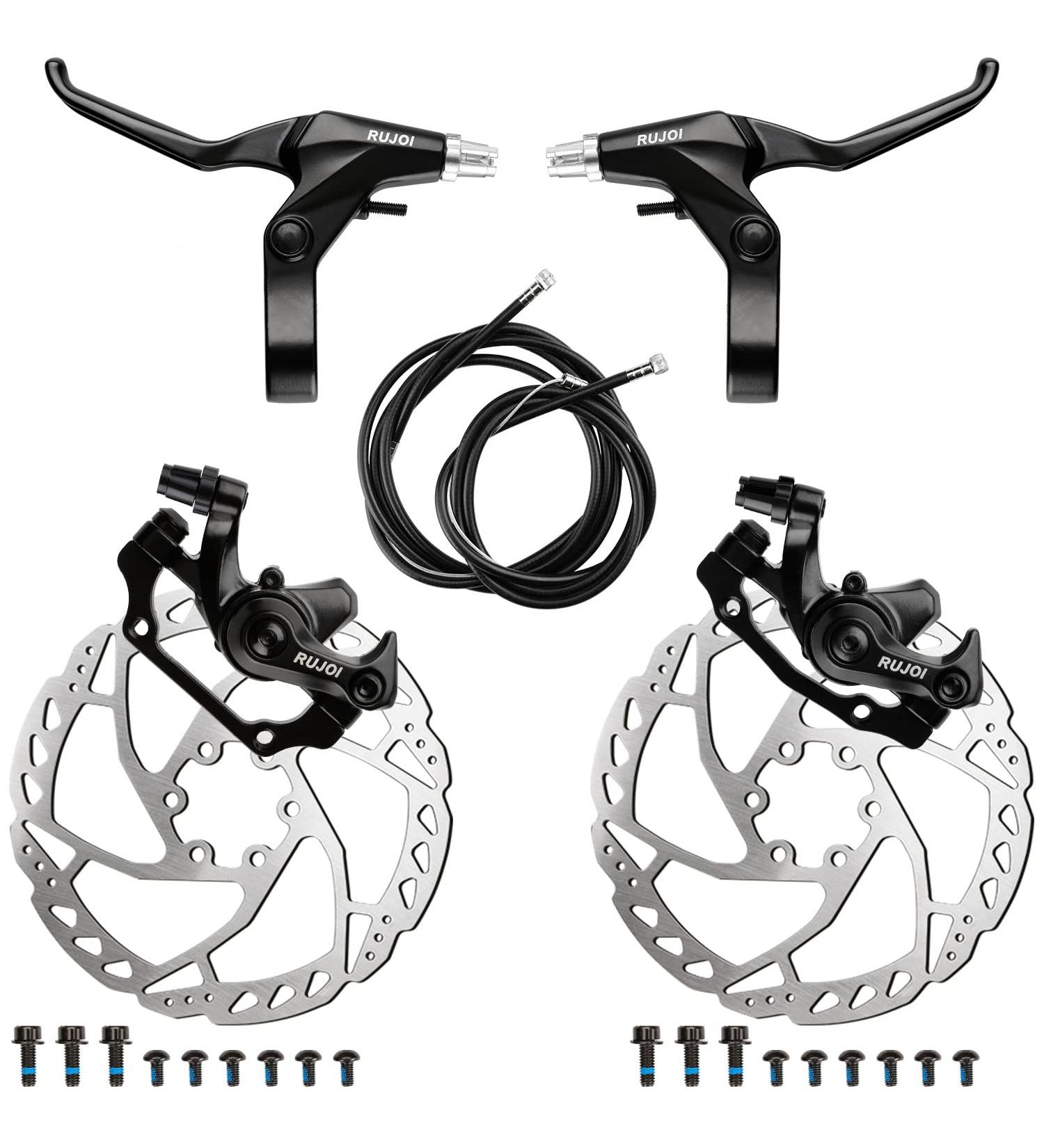 RUJOI Bike Disc Brake Kit - Aluminum Front & Rear Calipers | Full Alloy Levers | 160mm Rotor | Tool-Free Pad Adjuster for Road & Mountain Bikes - Buy Online on GoSupps.com