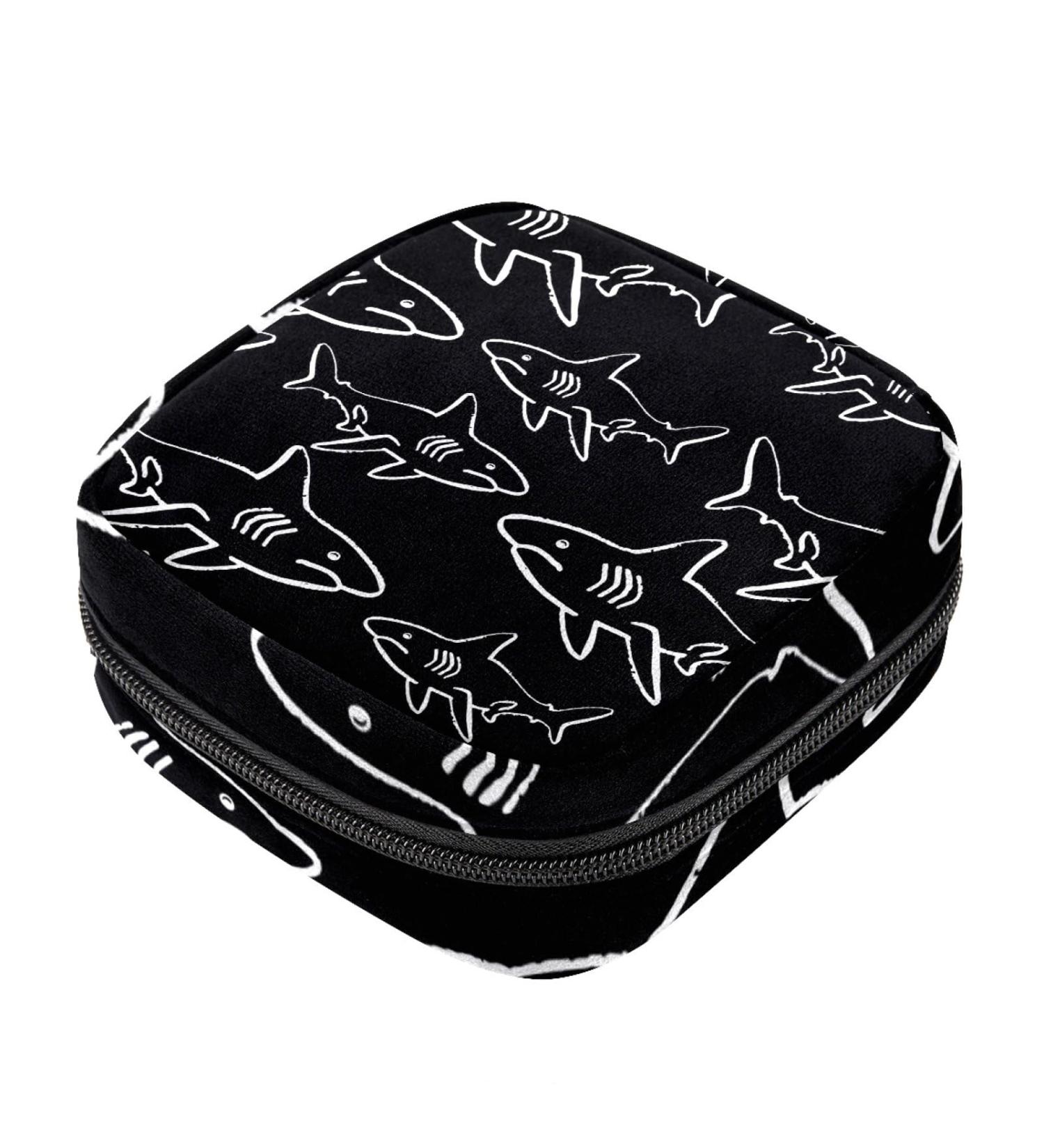 Shark Print Sanitary Napkin Storage Bag - Portable Period Kit Pouch - Buy Online on GoSupps.com