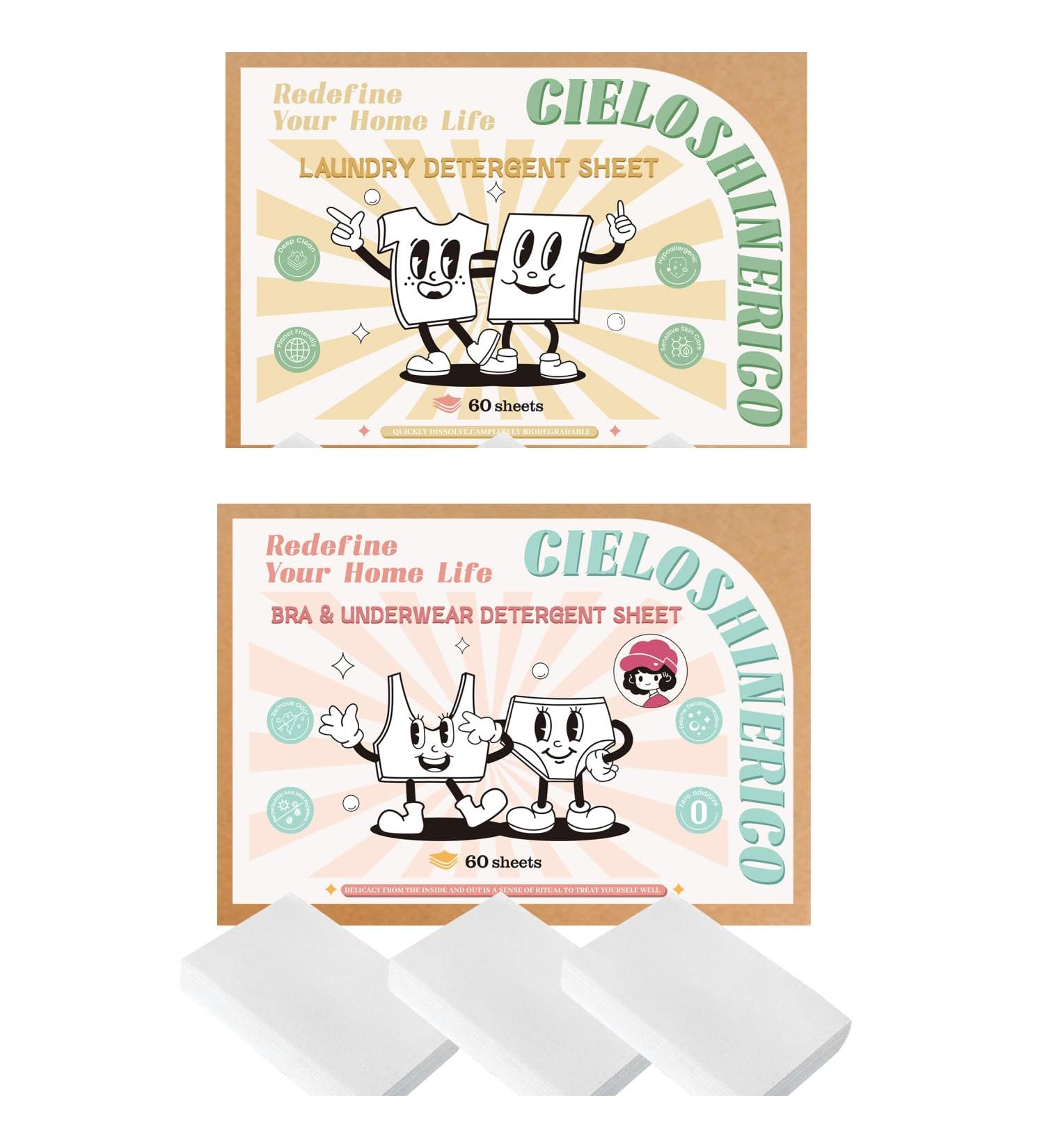 Eco-Friendly Laundry Detergent Sheets Set - 60 Sheets Fresh Scent for Home Travel & Camping | Perfect for Underwear & Bras - Buy Online on GoSupps.com