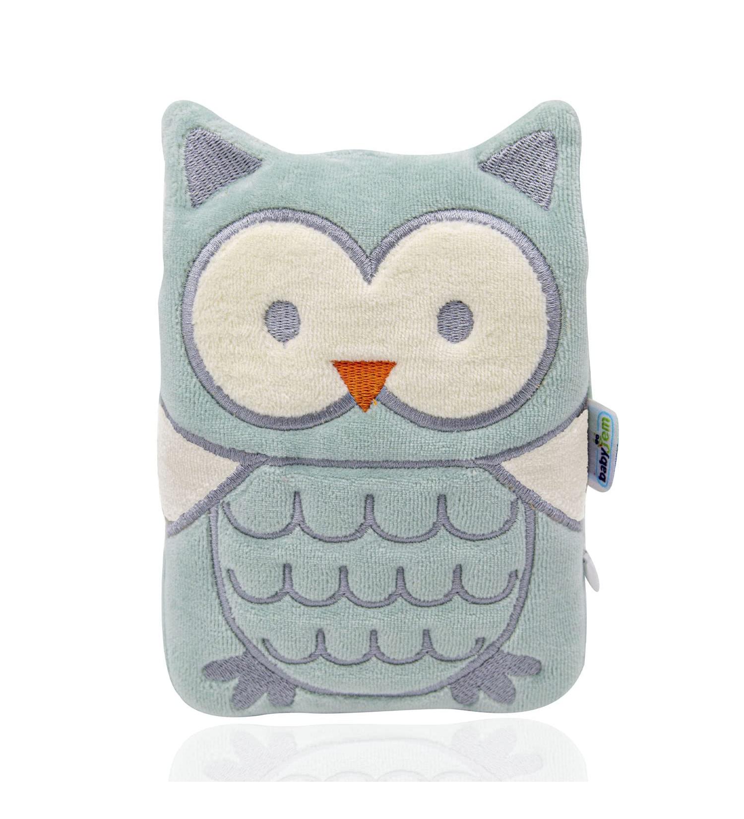 Cherry Stone Cushion for The Baby's - Cherry Pit Heatable Pillow for Babies and Kids Heat and Cold Therapy- Children Tummy Colic Pain Relief Green Owl