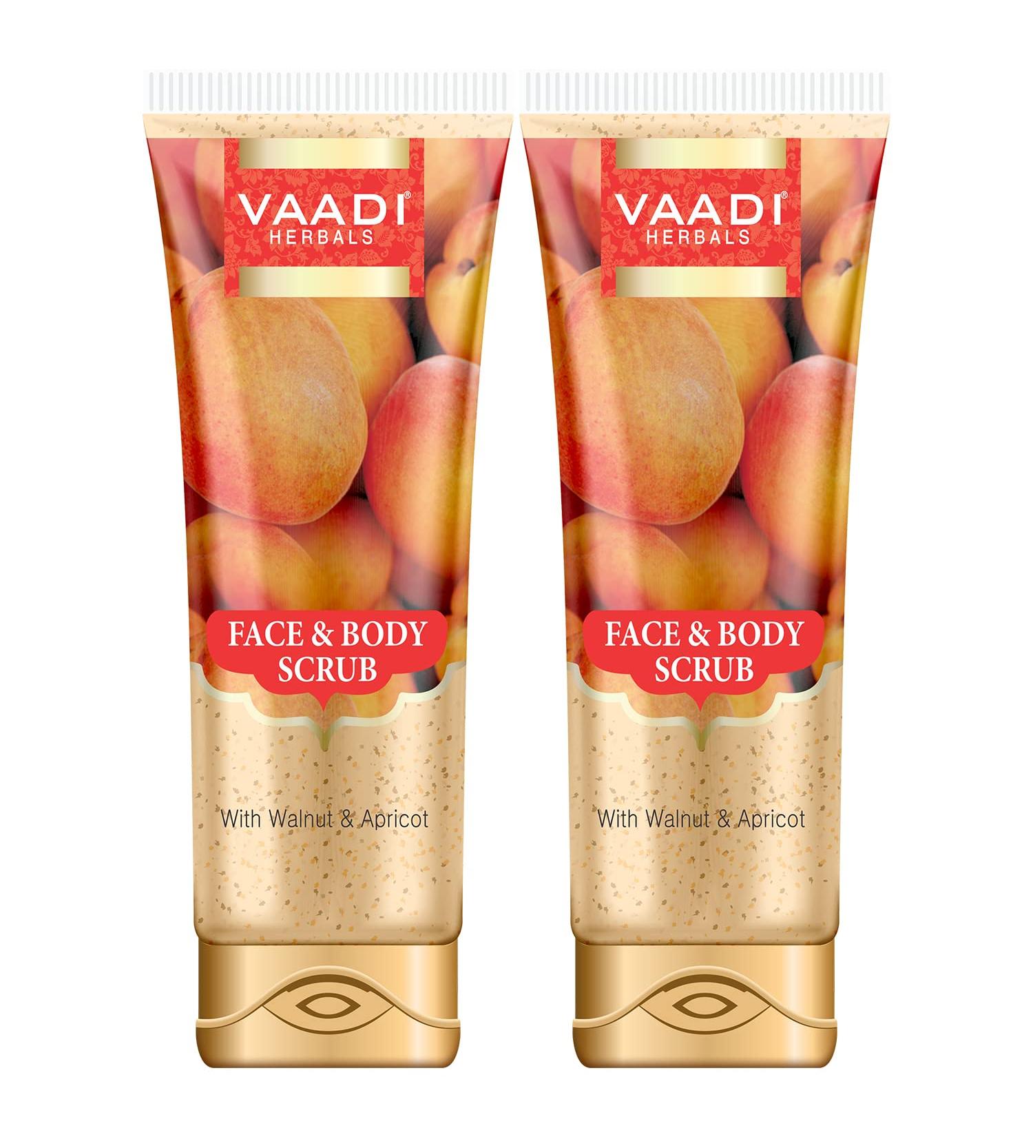 Vaadi Herbals Face & Body Scrub with Walnut & Apricot - 110g x 2 | Natural Exfoliating Scrub for Glowing Skin - Buy Online on GoSupps.com