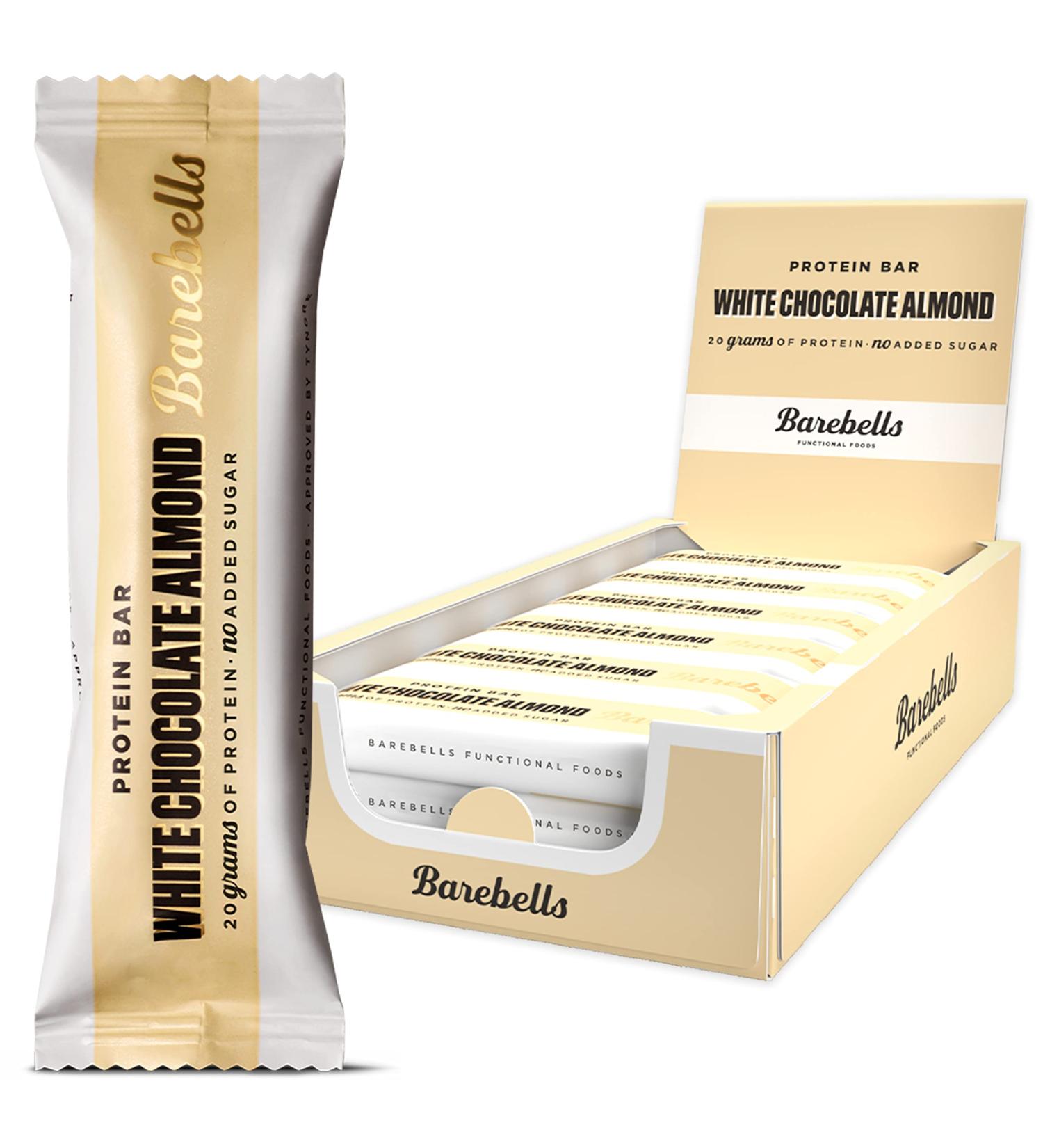Barebells Protein Bars 12 x 55g | White Chocolate Almond | 20g Protein Low Carb Bars | After Workout Snacks - Buy Online on GoSupps.com