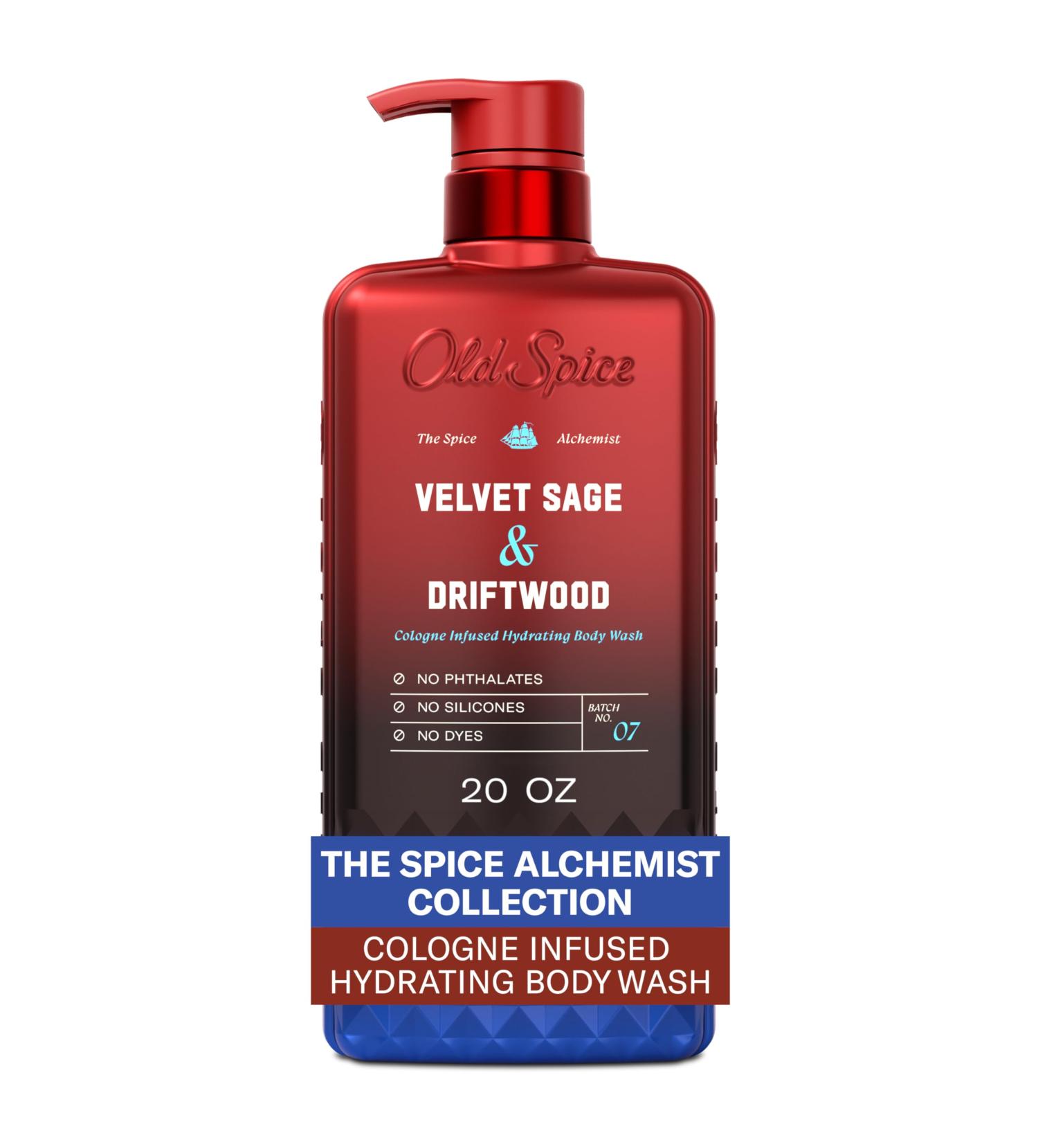 Old Spice Body Wash for Men The Spice Alchemist Collection 24/7 Cologne Infused Hydration No Trade Off Formula Free of Phthalates Silicones & Dyes Velvet Sage + Driftwood Scent 20 oz - Buy Online on GoSupps.com