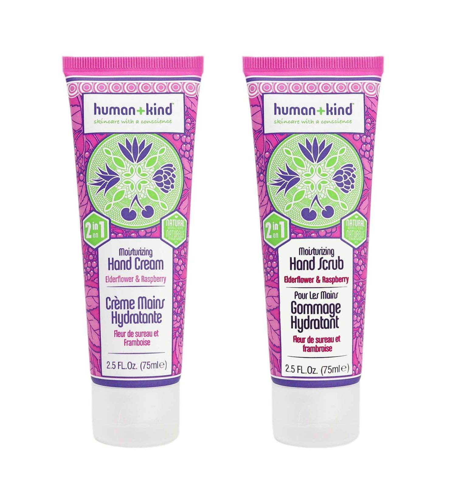 Human+Kind Hand Set - Cleansing Exfoliating Hand Scrub And Hydrating Hand Cream - Natural Calming Fragrances Of Elderflower And Raspberry - Nourishing Ingredients - Vegan And Cruelty-Free - 2 Pc - Buy Online on GoSupps.com