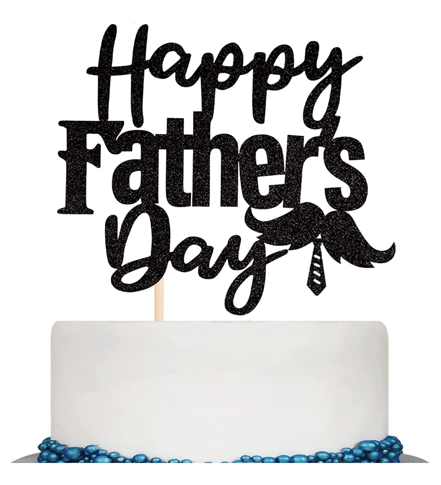 Happy Father's Day Cake Topper - Glitter Father's Day Decorations - Perfect Happy Birthday Dad Cake Topper for Men's Birthday Party Supplies Black - Buy Online on GoSupps.com