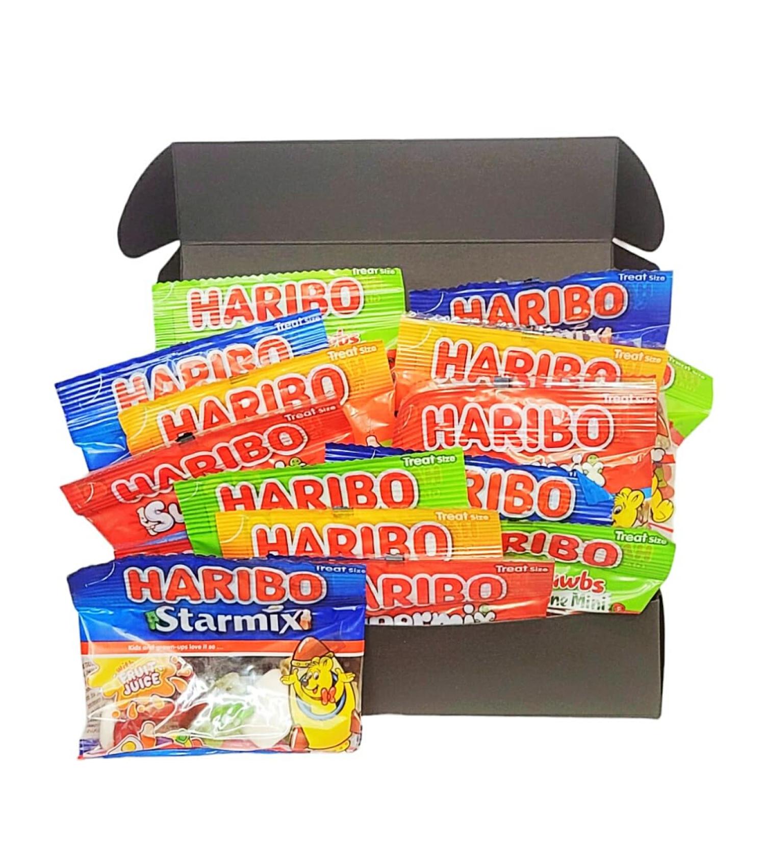 Haribo Mini Bags Gift Box Set - 20 chewy treat size fruit gummies Bulk Sweets for Kids Ideal as Hamper Letterbox Gifts 20 Packet Mixed Box - Buy Online on GoSupps.com