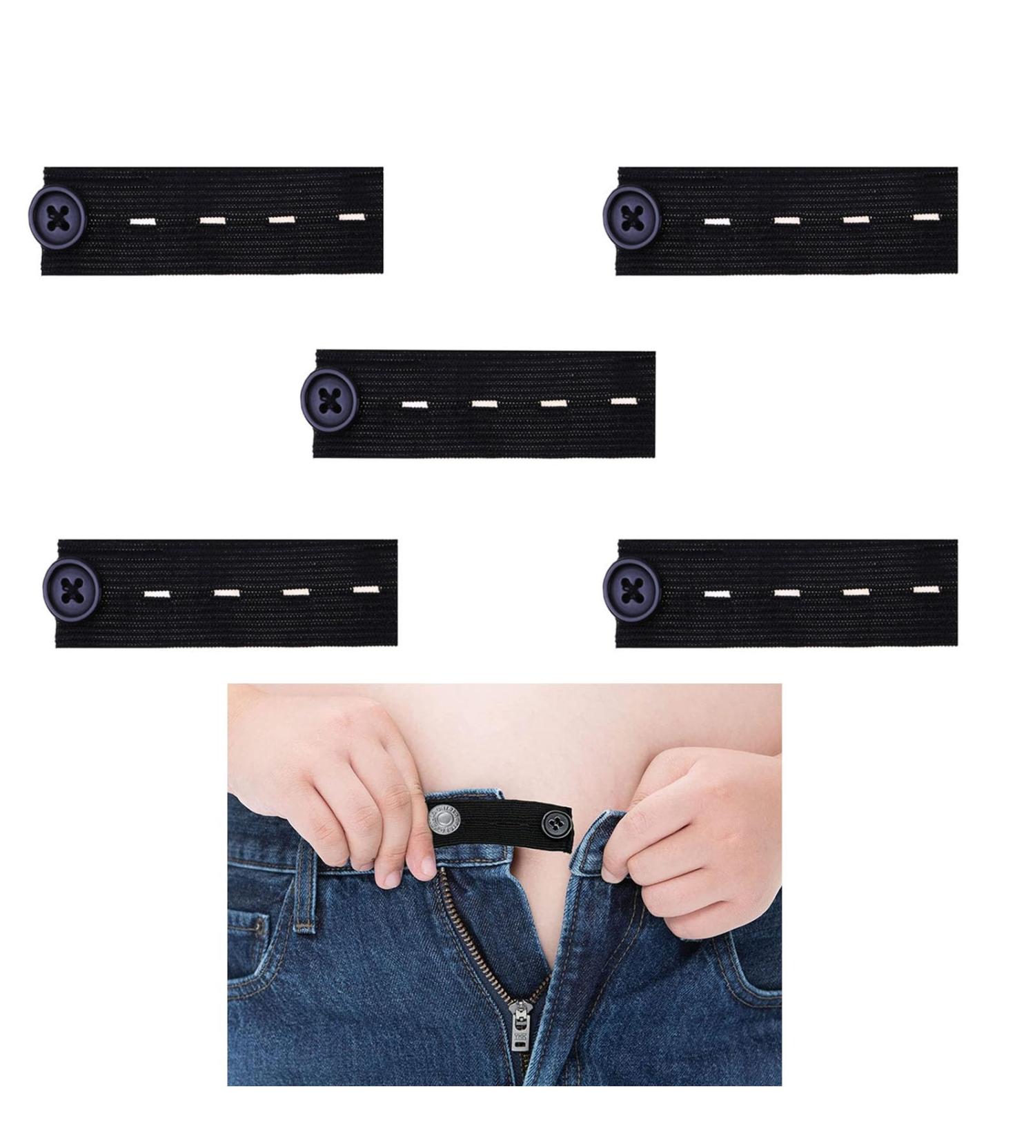 5PCS Adjustable Waist Extender Button Extenders - Black Elastic Waist Extension for Trousers, Pants, Shorts - Buy Online on GoSupps.com