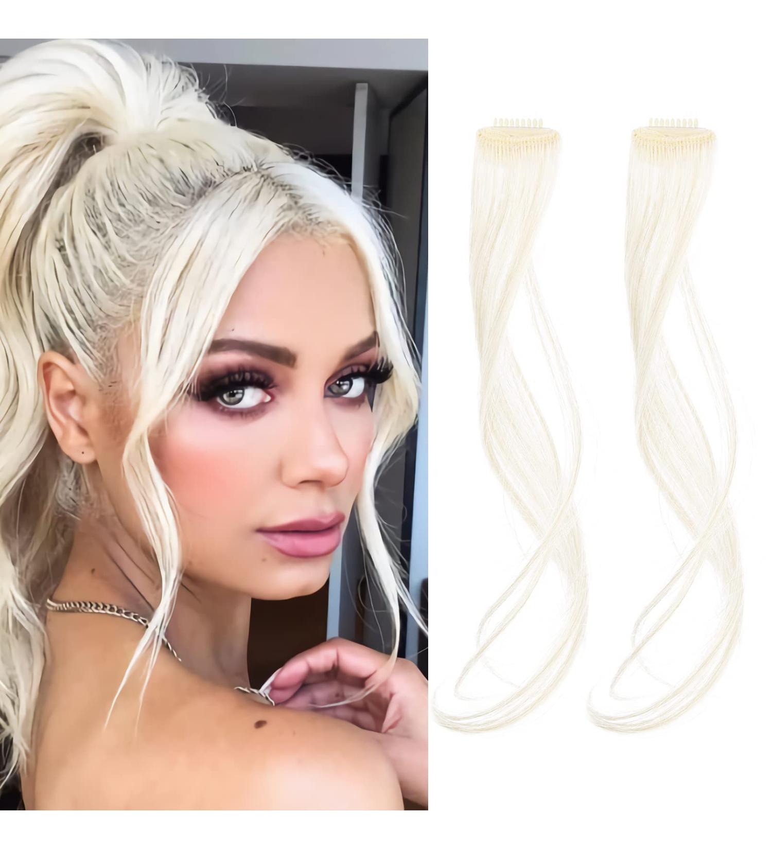 REECHO Long Wavy Curly Clip in White Blonde Bangs - 2 PCS Set for Women - 12 Inch Face-Framing Highlights - Buy Online on GoSupps.com