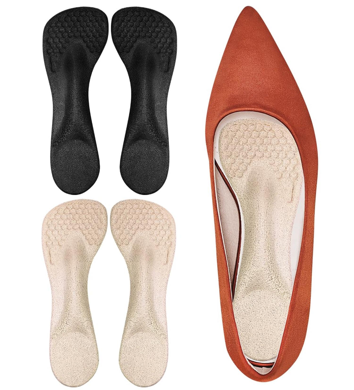 3/4 High Heel Cushion Insoles - Self-Adhesive Arch Support Inserts for Flat Feet & Pain Relief - Gel Shoe Inserts for Sandals & High Heels (Beige & Black Women s 5-9 - Buy Online on GoSupps.com