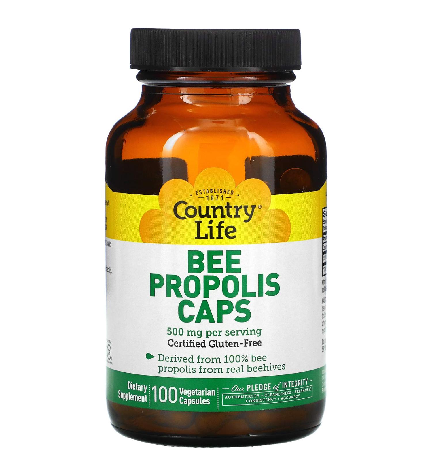 Country Life Bee Propolis 500 mg - 100 Vegetarian Capsules for Immune Support - Buy Online on GoSupps.com