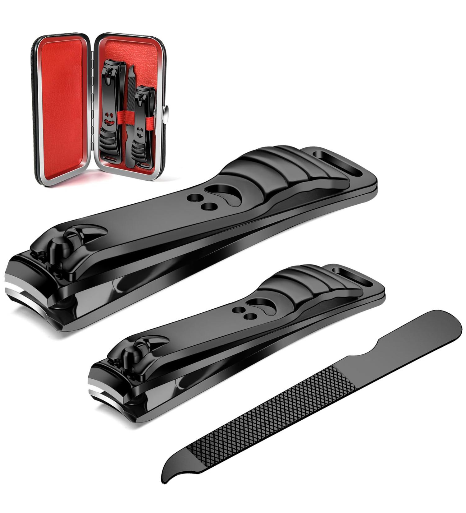 longzon Nail Clippers 2 Pack Nail Clipper Set Stainless Steel Nail Cutter Fingernails Toenails Thick Nails Kit for Men&Women - Black - Buy Online on GoSupps.com