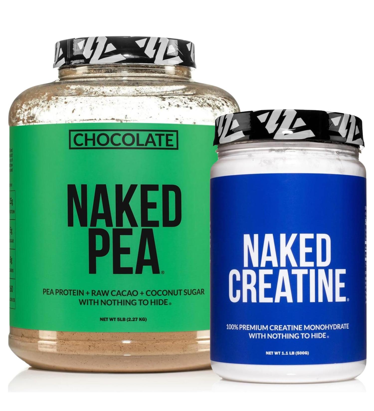 NAKED Chocolate Pea Protein Isolate 5LB Bulk Pure Micronized Creatine Monohydrate 500g (100 Servings) Plant-Based Vegan Non-GMO Gluten Free Soy Free Lactose Free - Buy Online on GoSupps.com