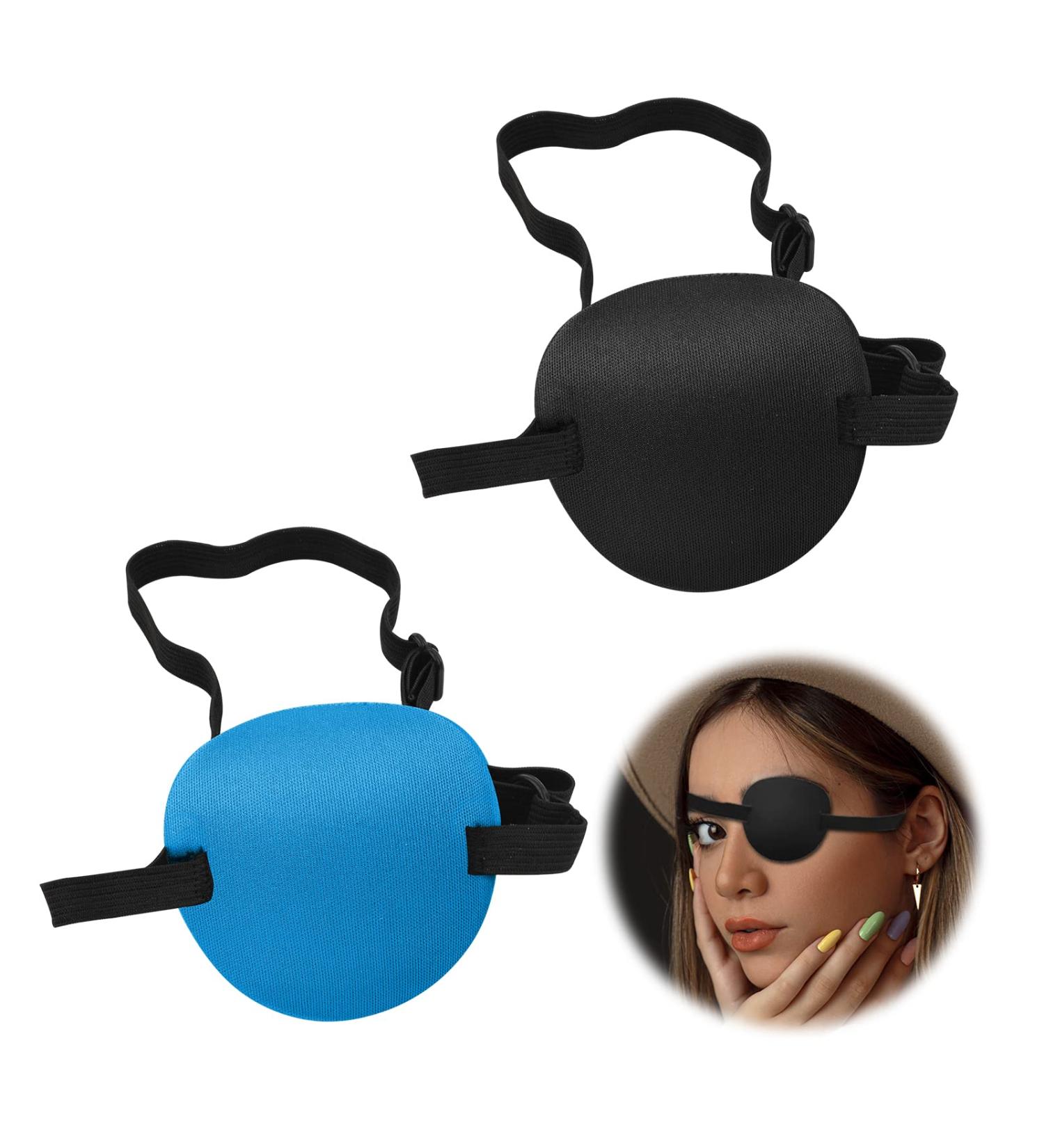 Adjustable Medical Eye Patches for Adults & Kids - 2pcs Comfortable 3D Groove Design for Surgery Recovery (Black Blue - Buy Online on GoSupps.com