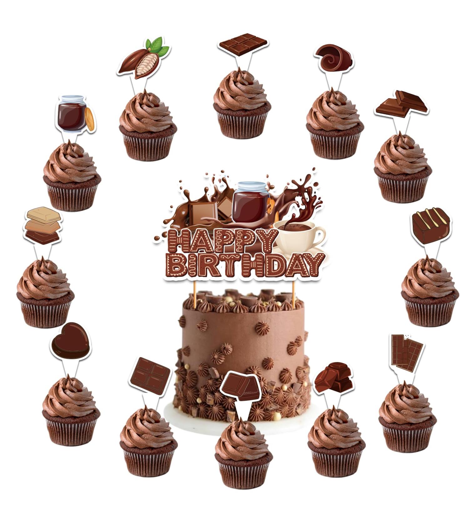 25 Pcs Chocolate Cake Decorations Chocolate Cake Topper Cupcake Toppers for Chocolate Birthday Decorations Chocolate Party Decorations Birthday Party Supplies - Buy Online on GoSupps.com