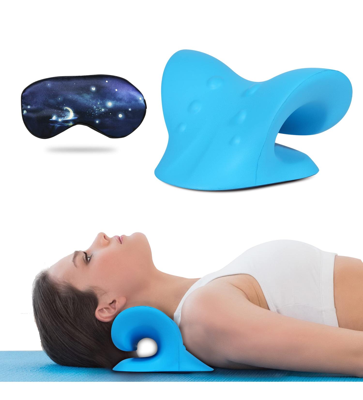 Neck and Shoulder Relaxer - Cervical Traction Device Pillow for Pain Relief - Blue - Buy Online on GoSupps.com