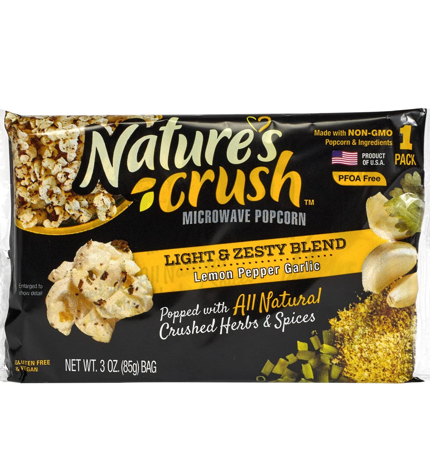 Nature's Crush Lemon Pepper Garlic Vegan Microwave Popcorn - 3 oz Bag - Buy Online on GoSupps.com